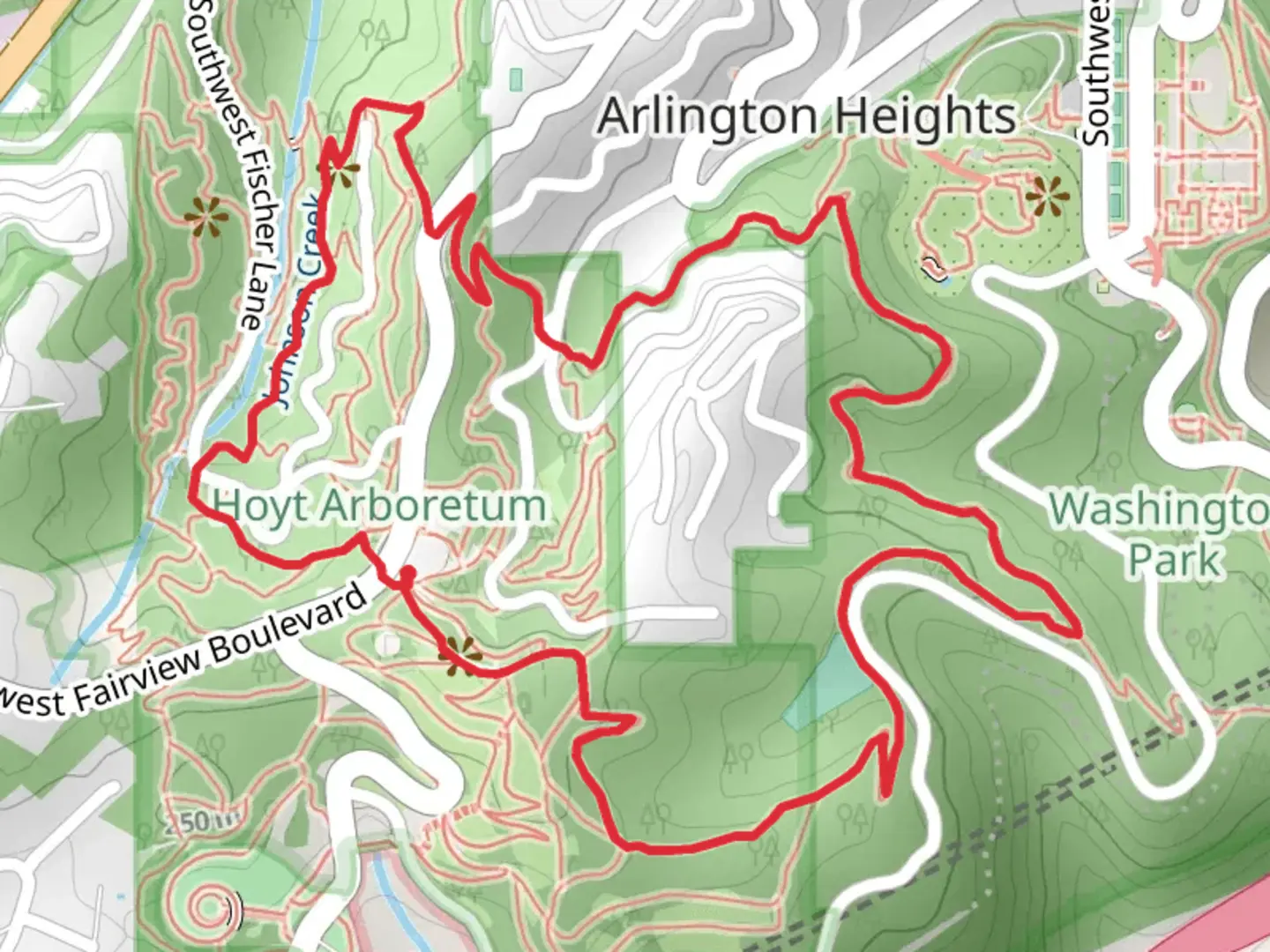 An image depicting the trail Redwood - Wildwood Loop Trail and its surrounding area.