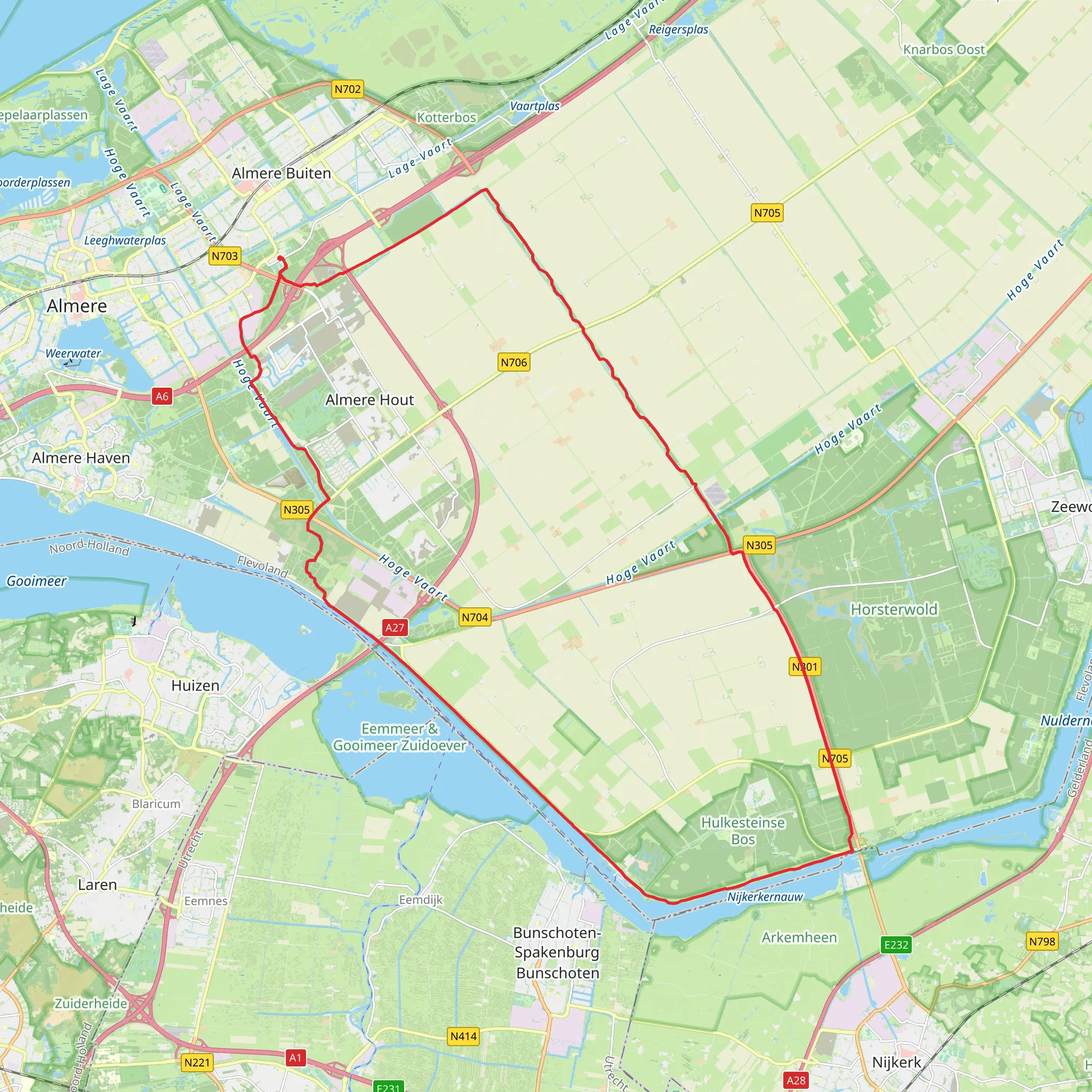 Watersnippad, Gooimeerdijk Oost and De Grote Trap Loop mobile static map