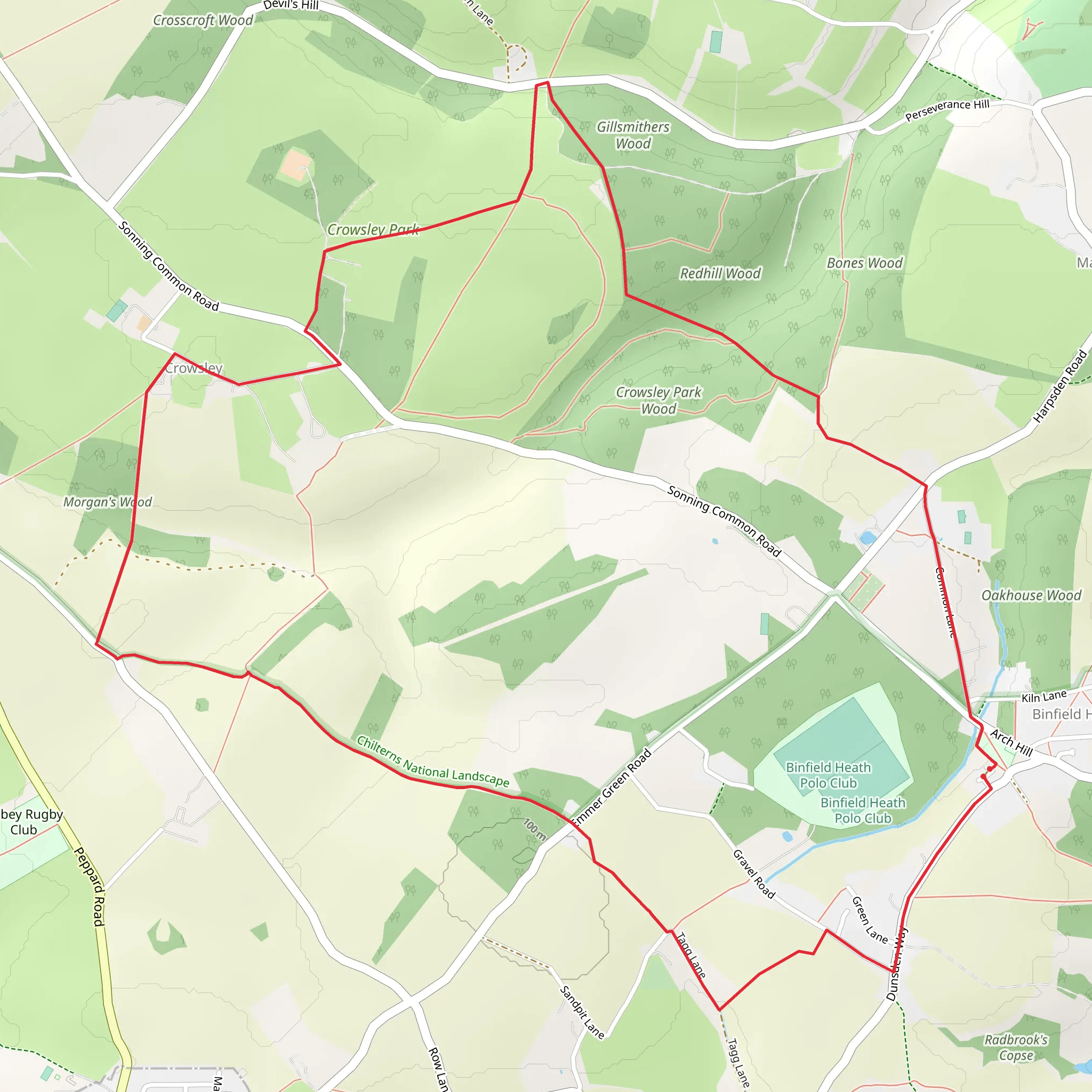 Crowsley Park via The Chiltern Way Berkshire Loop mobile static map