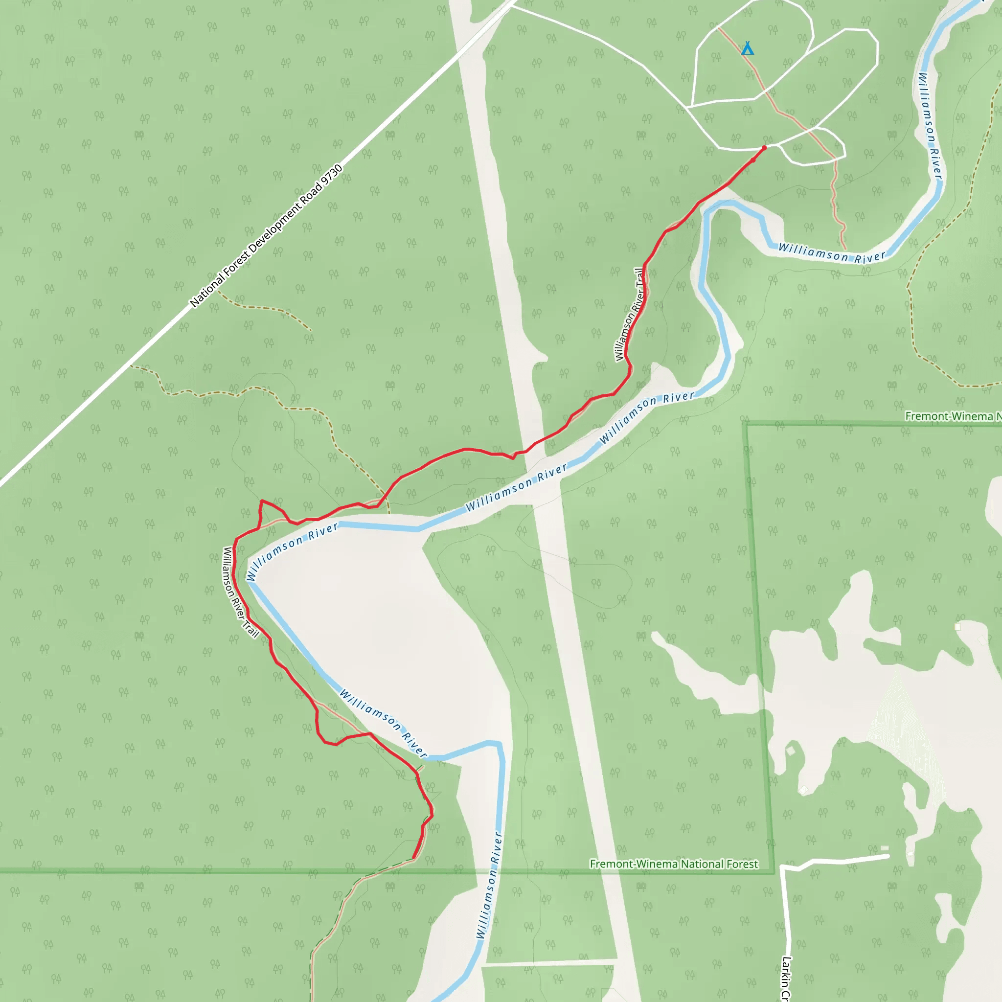 Williamson River Campground Trail mobile static map
