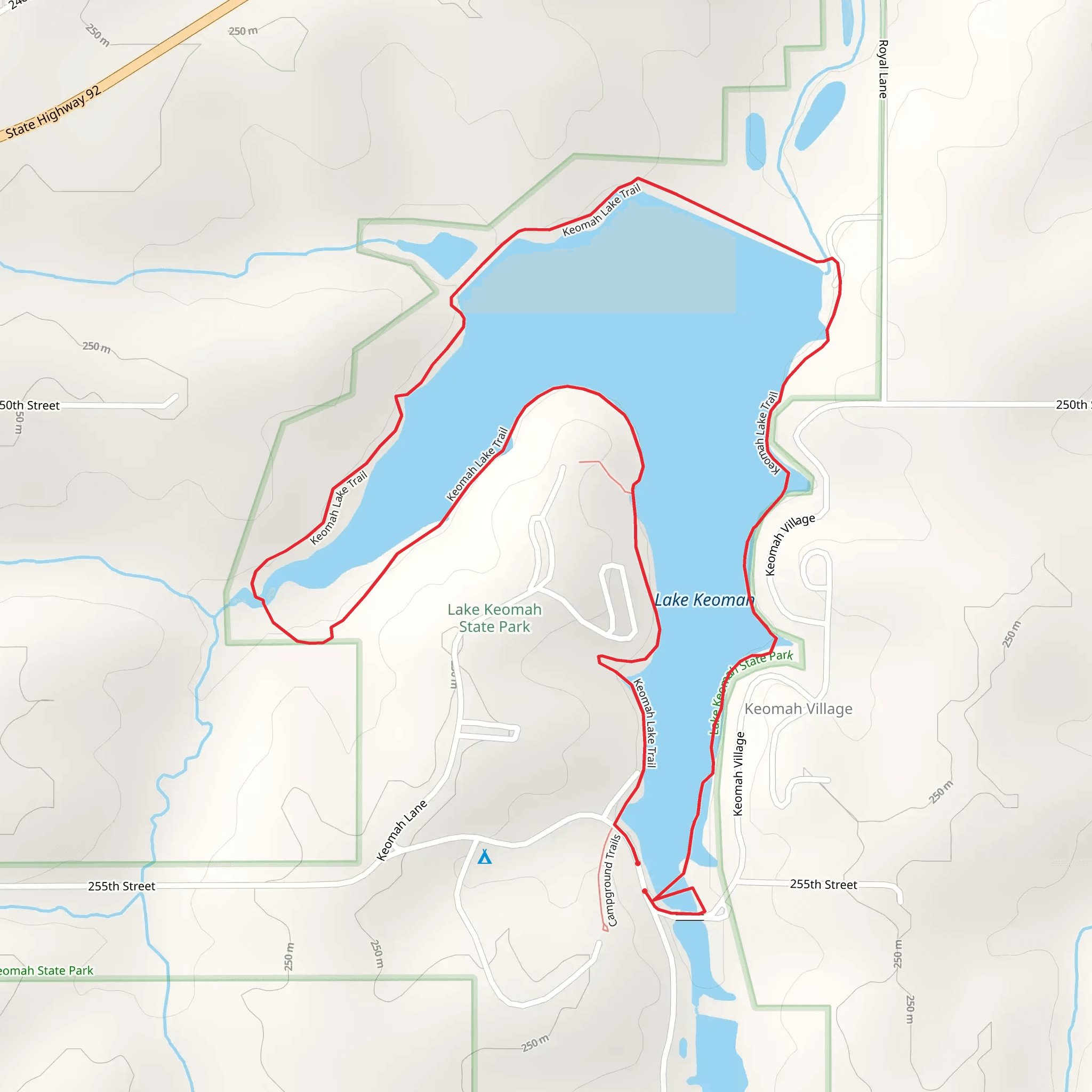 Lake Keomah Loop Trail mobile static map