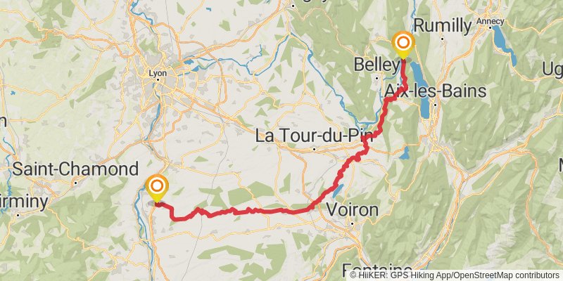Camino Geneva-Saint Jean Pied du Port stage 2 Map