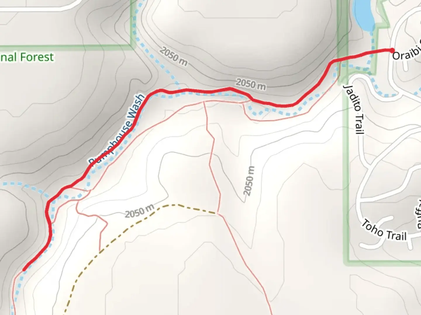 An image depicting the trail Pumphouse Wash Trail and its surrounding area.