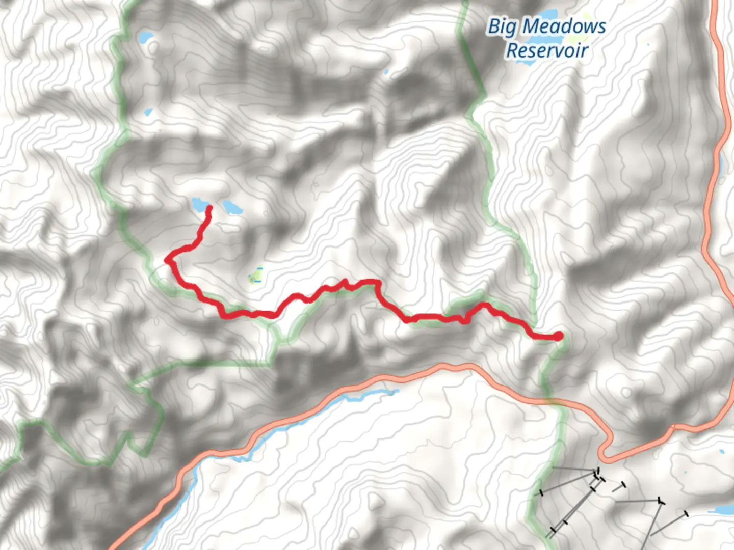 An image depicting the trail Spruce Lakes via Continental Divide NST Trail and its surrounding area.