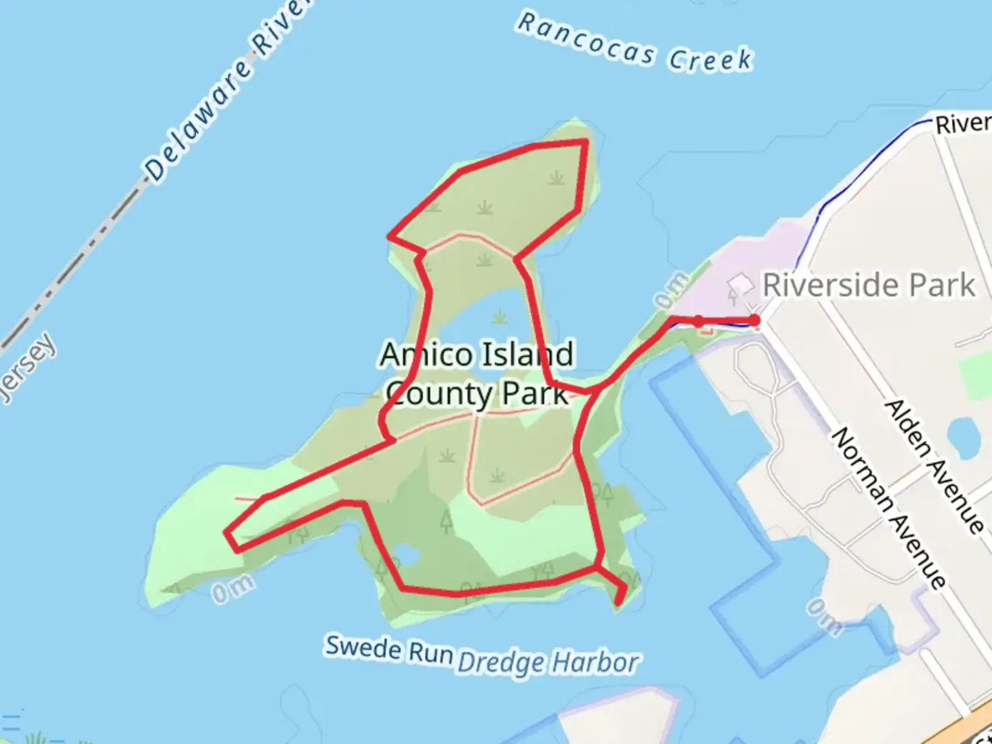 An image depicting the trail Amico Island County Park Loop and its surrounding area.