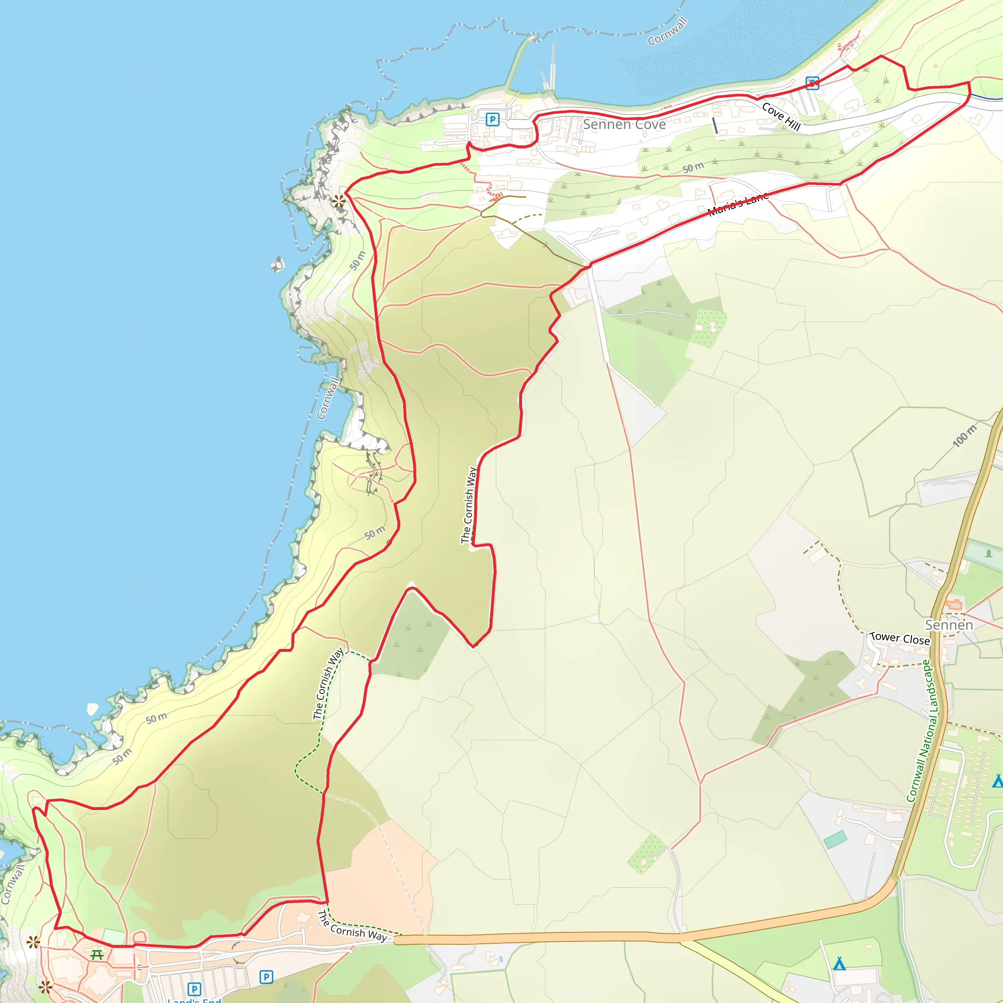 Sennen to Lands End Loop Walk mobile static map
