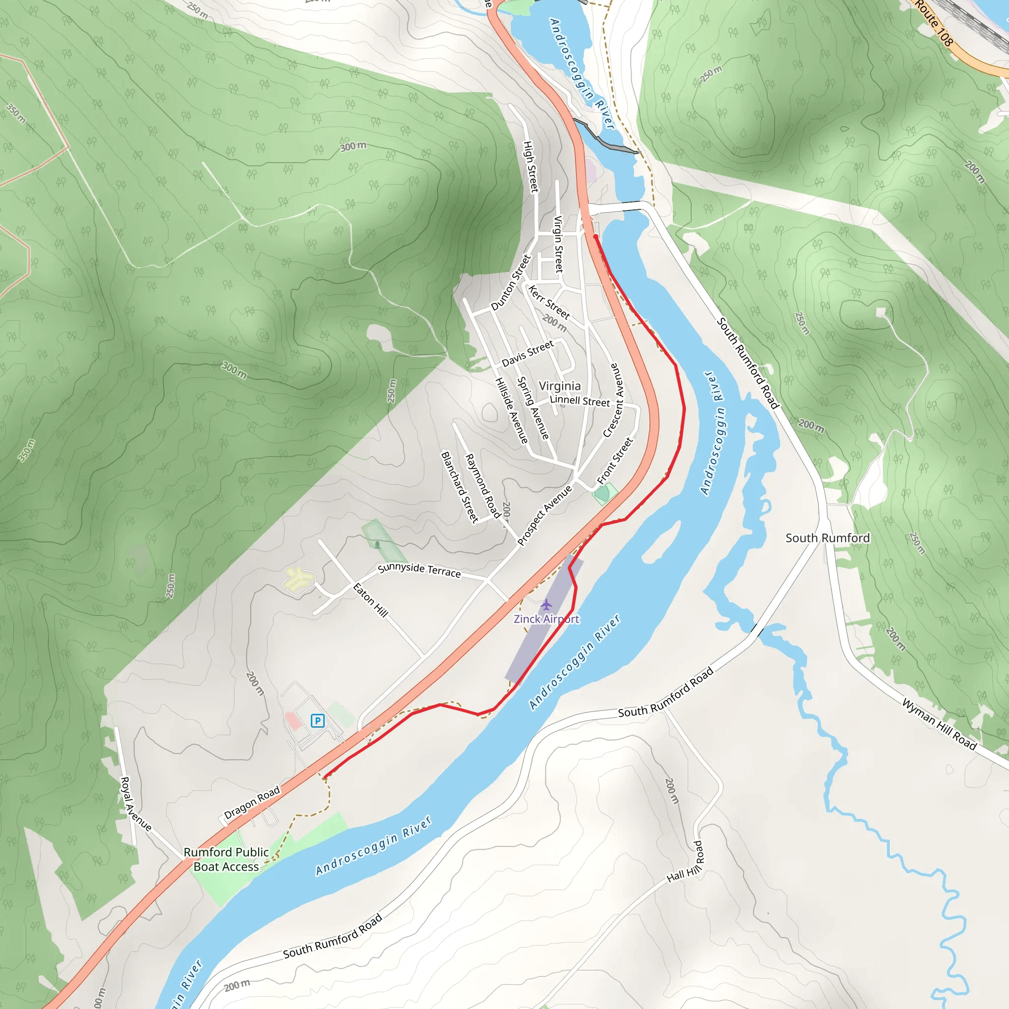 East Rumford Cemetery via Androscoggin River mobile static map