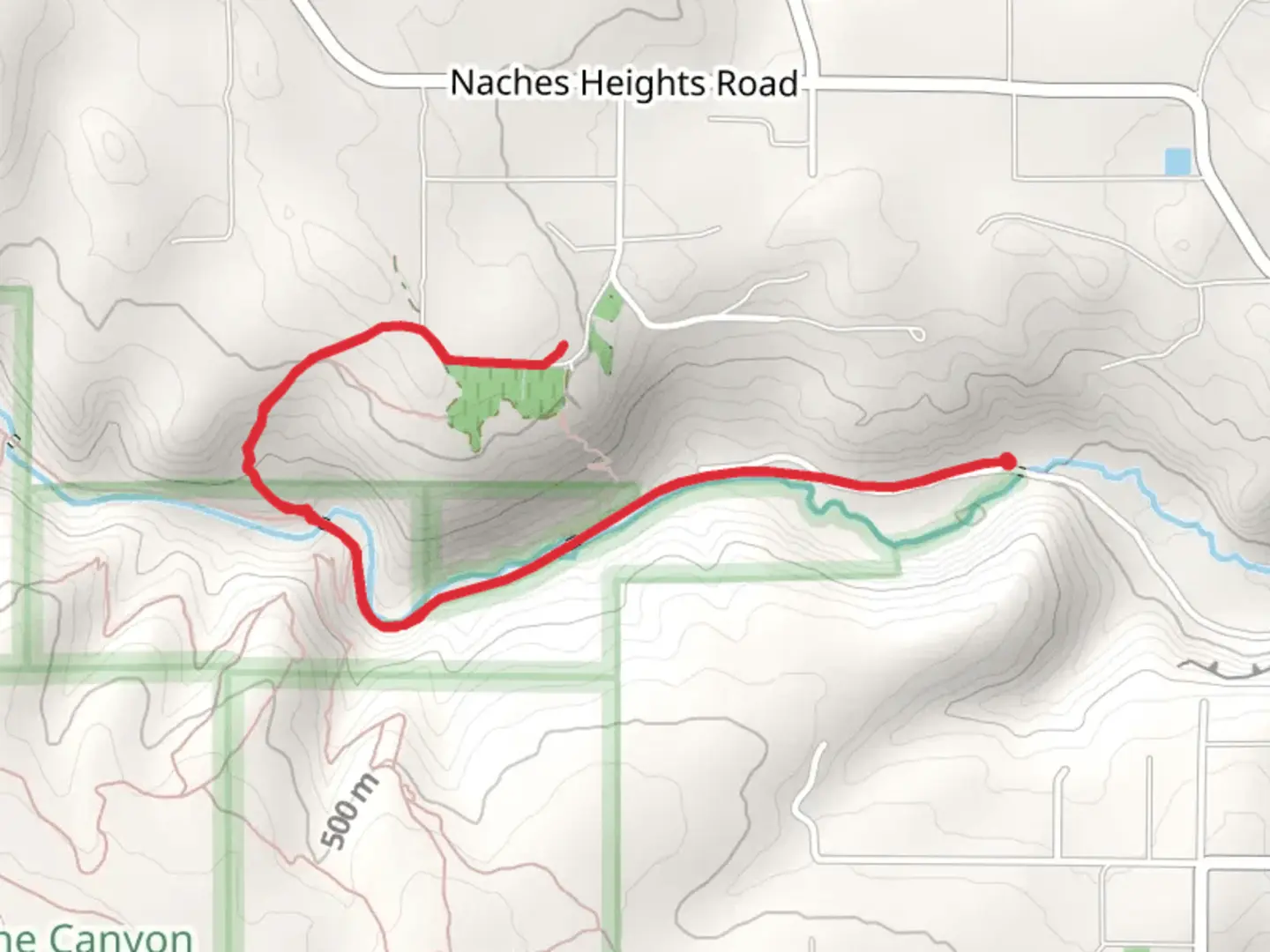 An image depicting the trail Cowiche Canyon Trail and Winery Trail and its surrounding area.