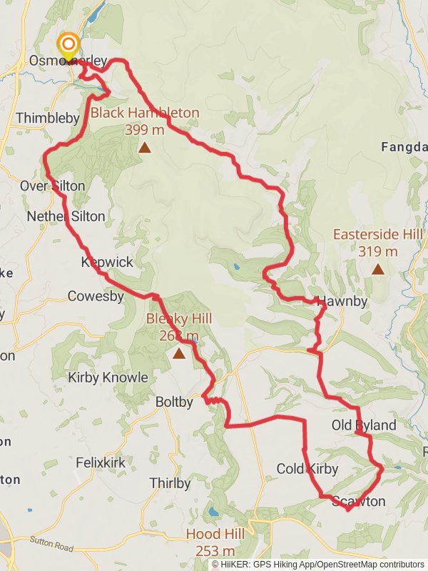 Map of Hambleton Hobble Walk, North Yorkshire