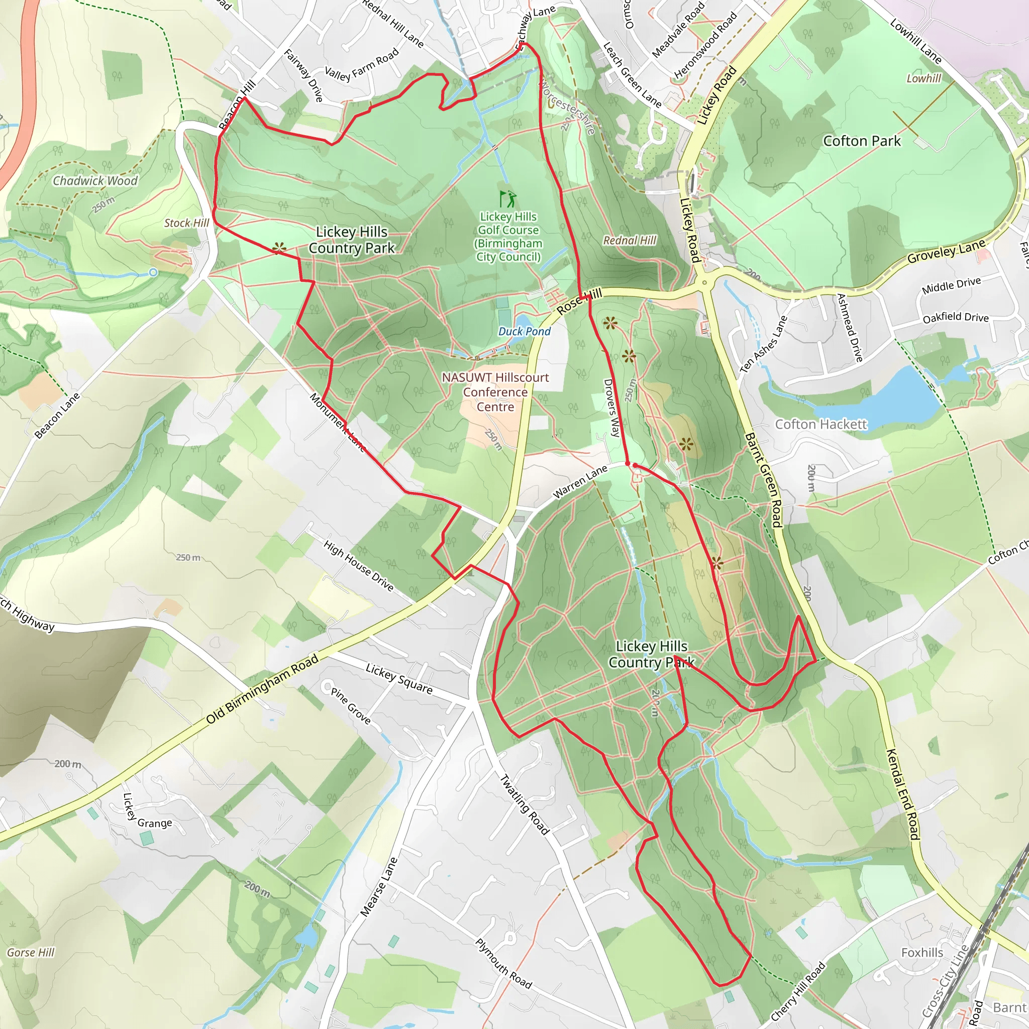 Lickey Hills Country Park Circular Walk mobile static map
