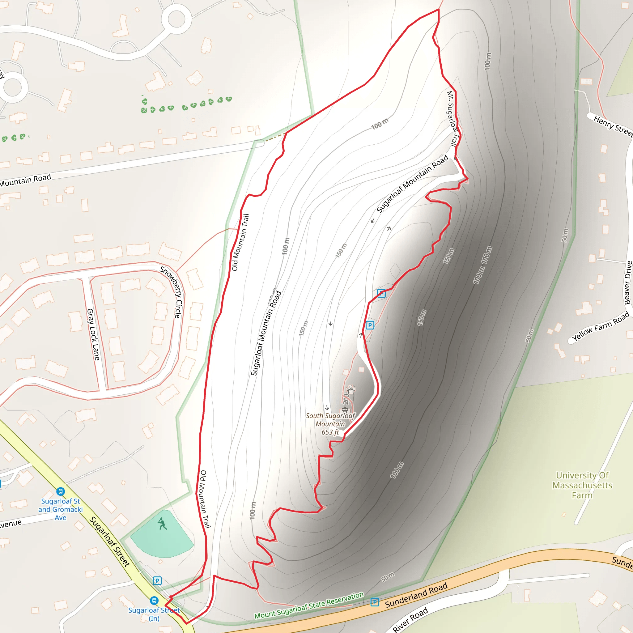 South Sugarloaf Mountain via Old Mountain Trail mobile static map