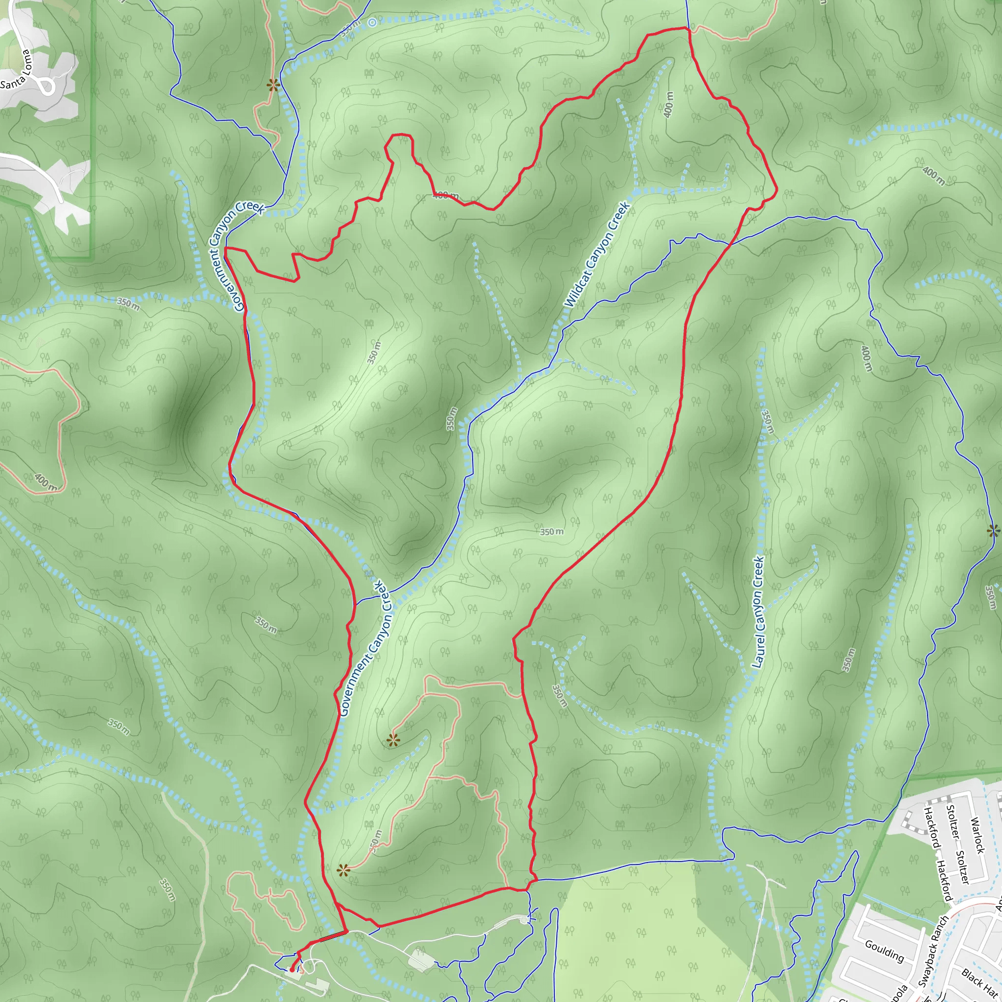 Joe Johnston Route, Twin Oaks and Sendero Balcones Loop Trail mobile static map