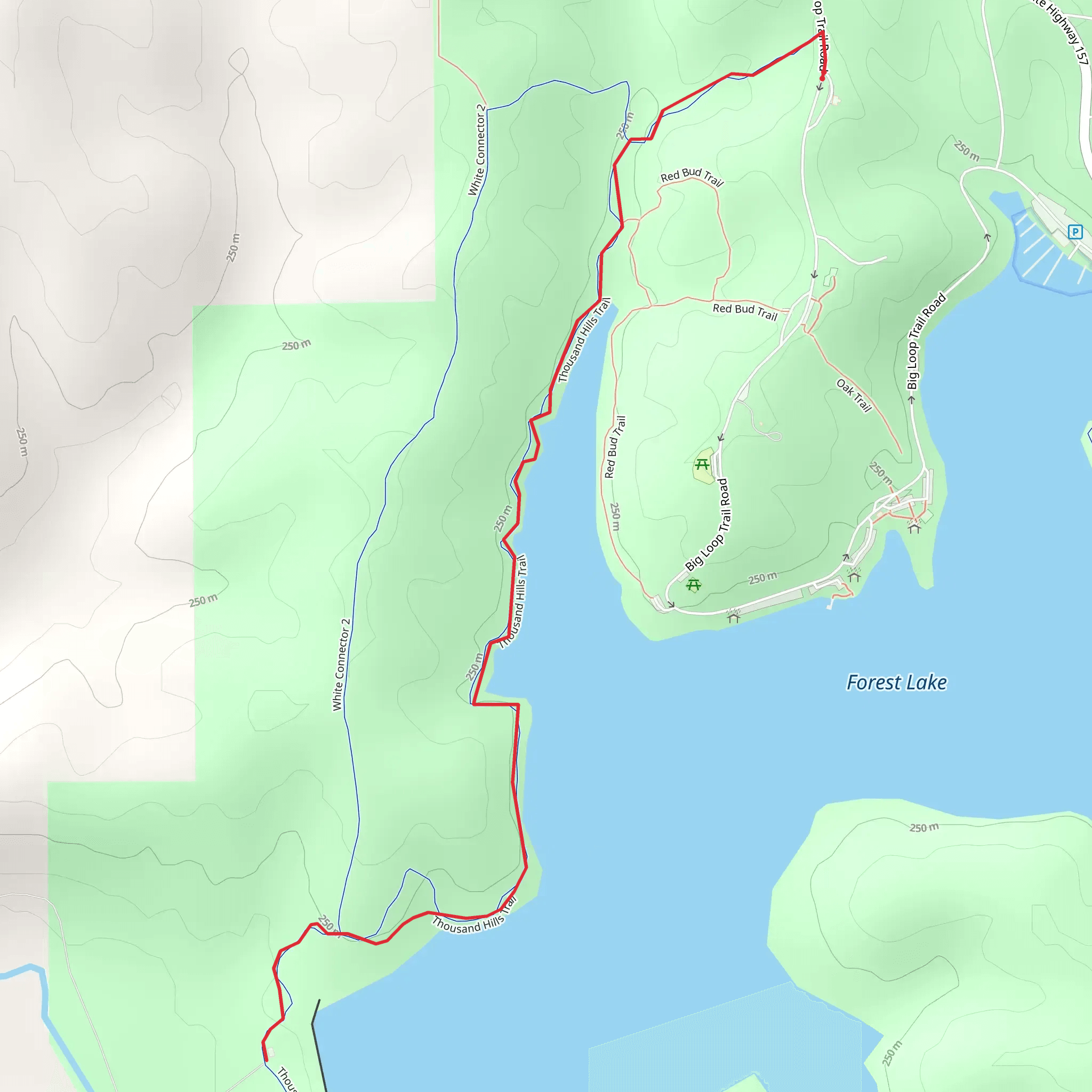 Forest Lake and Thousand Hills Trail mobile static map
