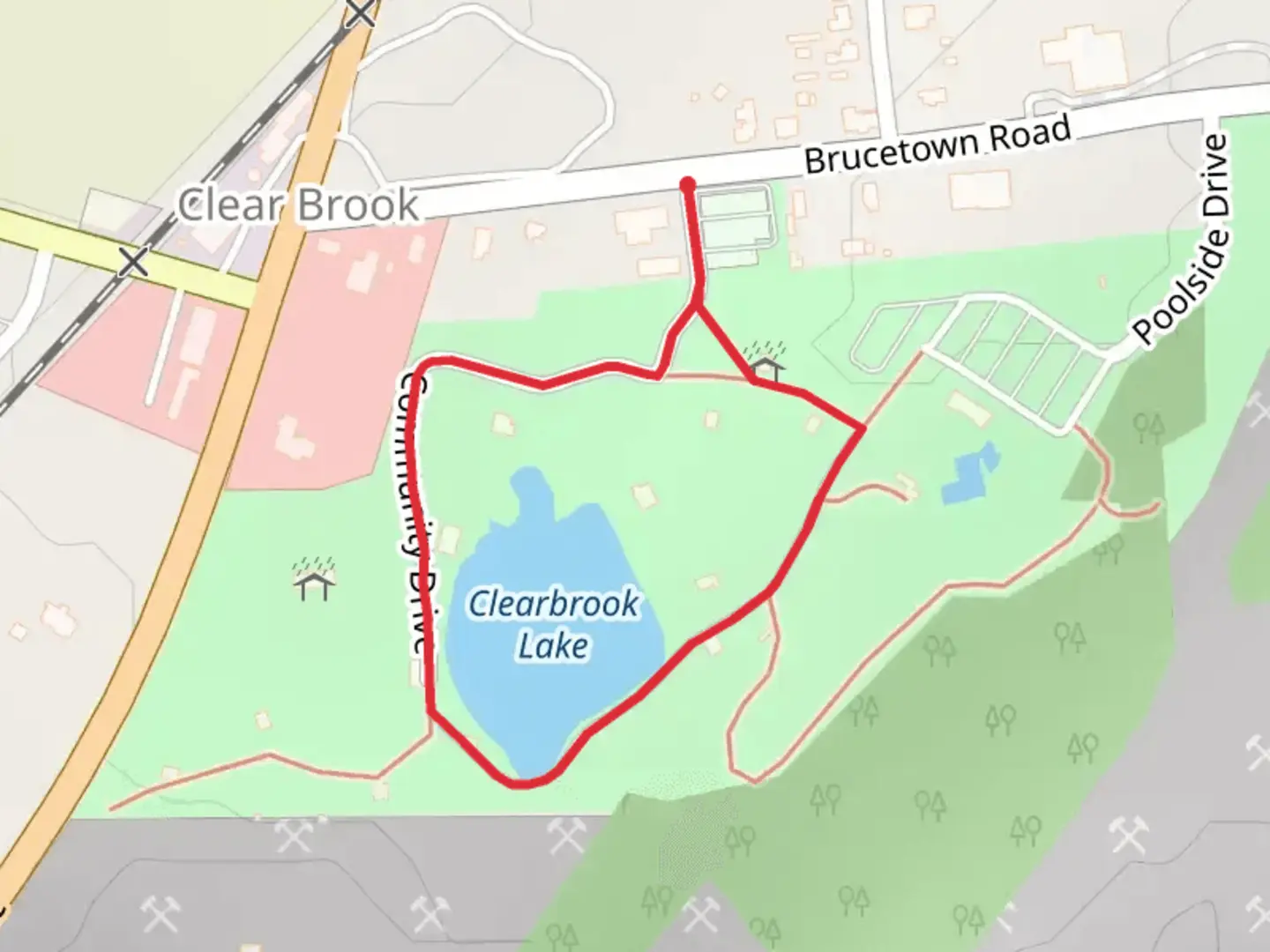 An image depicting the trail Clearbrook Lake Loop and its surrounding area.
