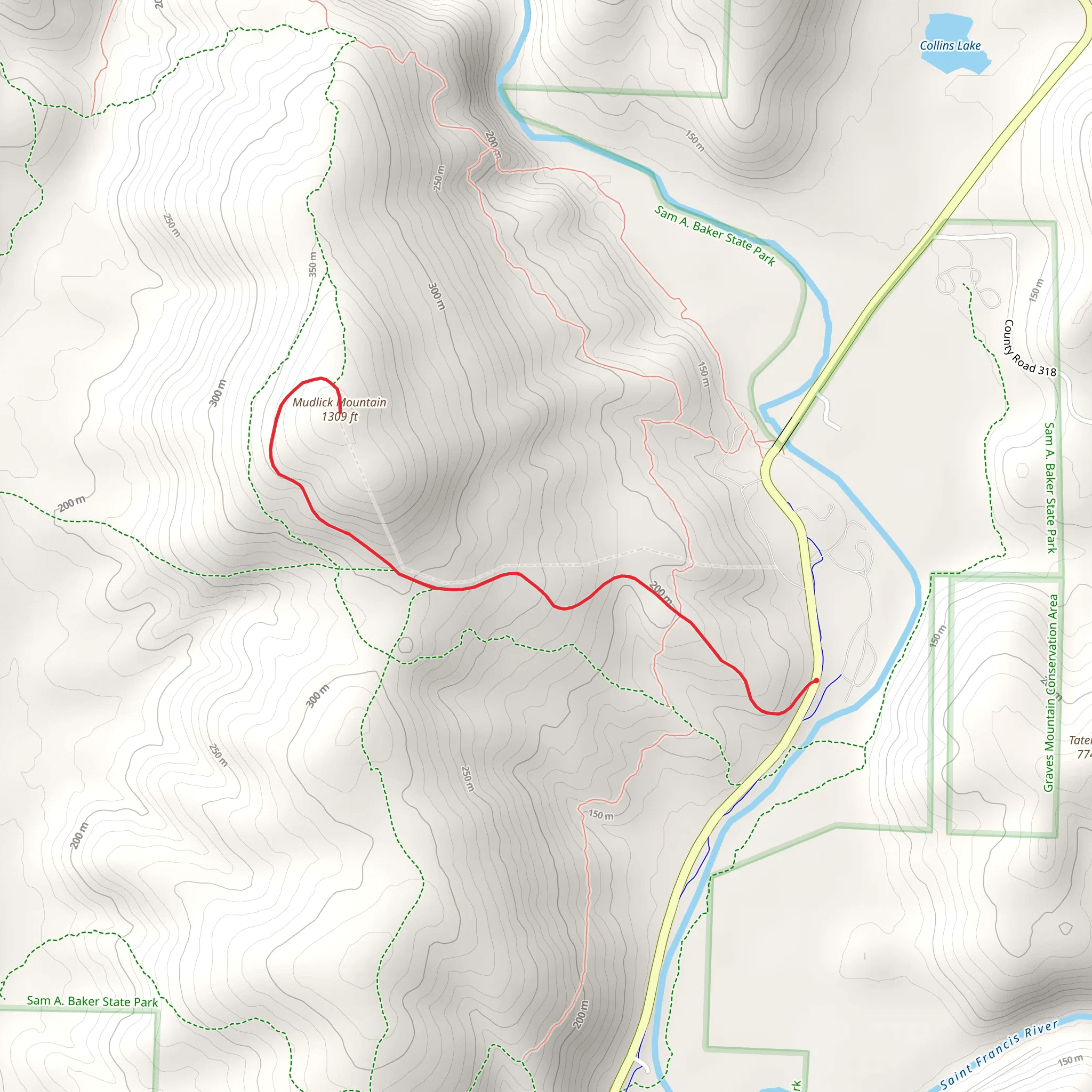 Mudlick Mountain via Fire Tower Trail mobile static map