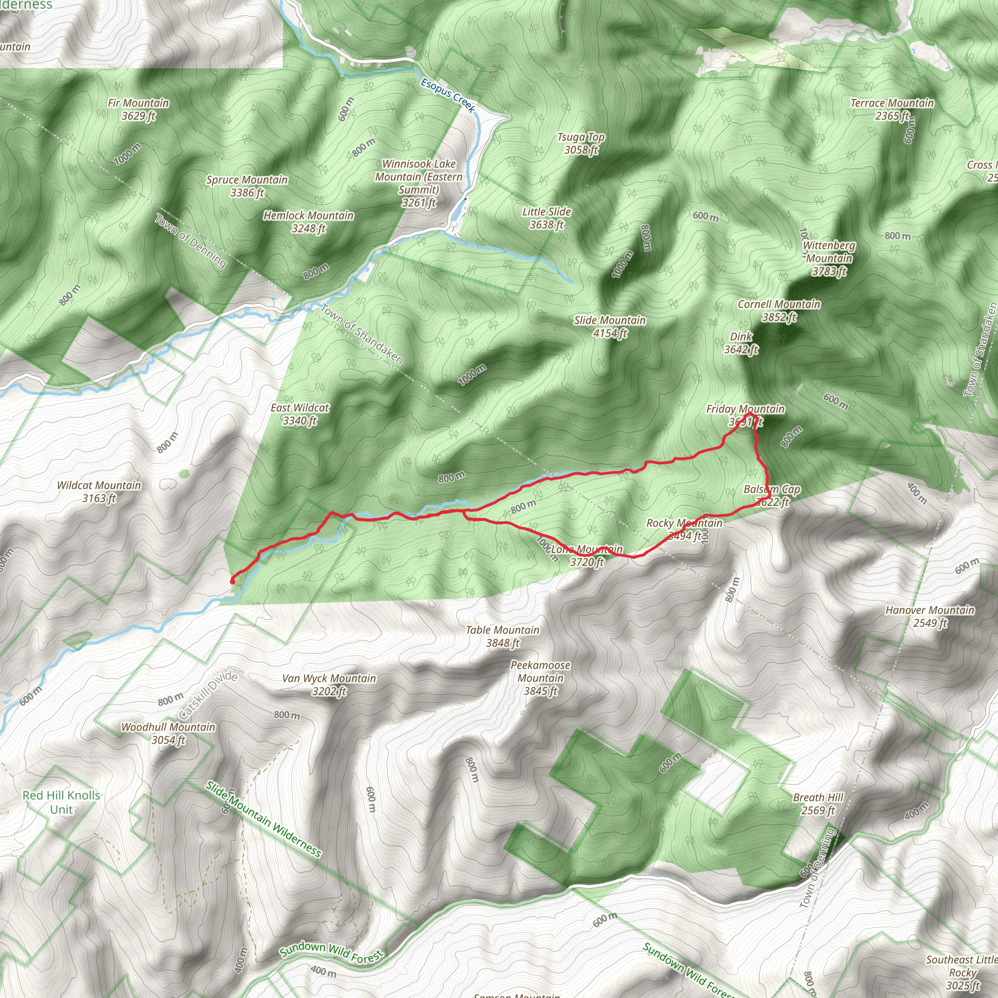 Friday Mountain, Balsam Cap, Rocky Mountain and Lone Mountain Loop mobile static map