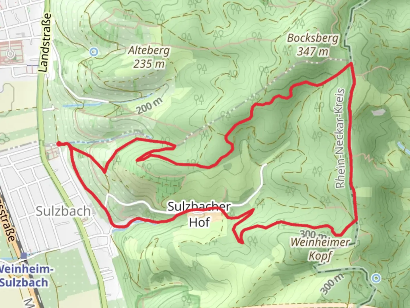 An image depicting the trail Burgensteig Bergstrasse Loop and its surrounding area.