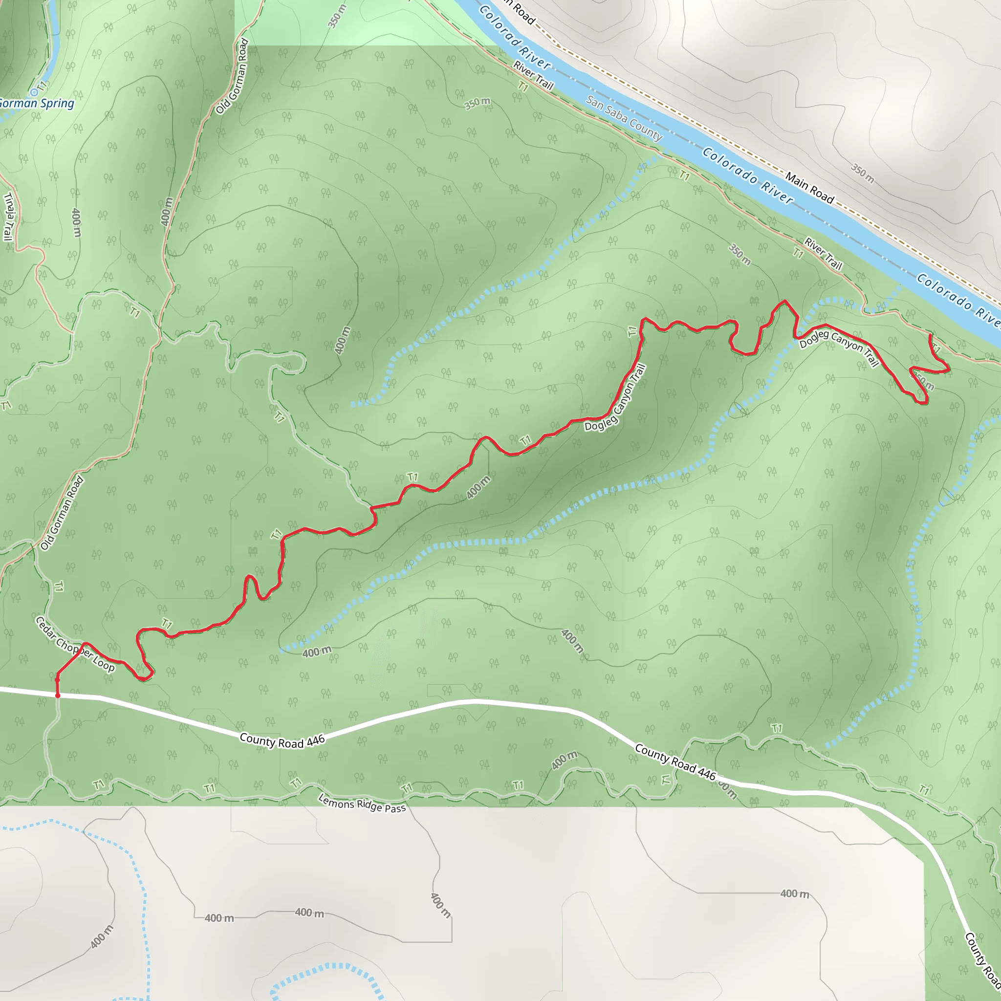 Dogleg Canyon Trail mobile static map