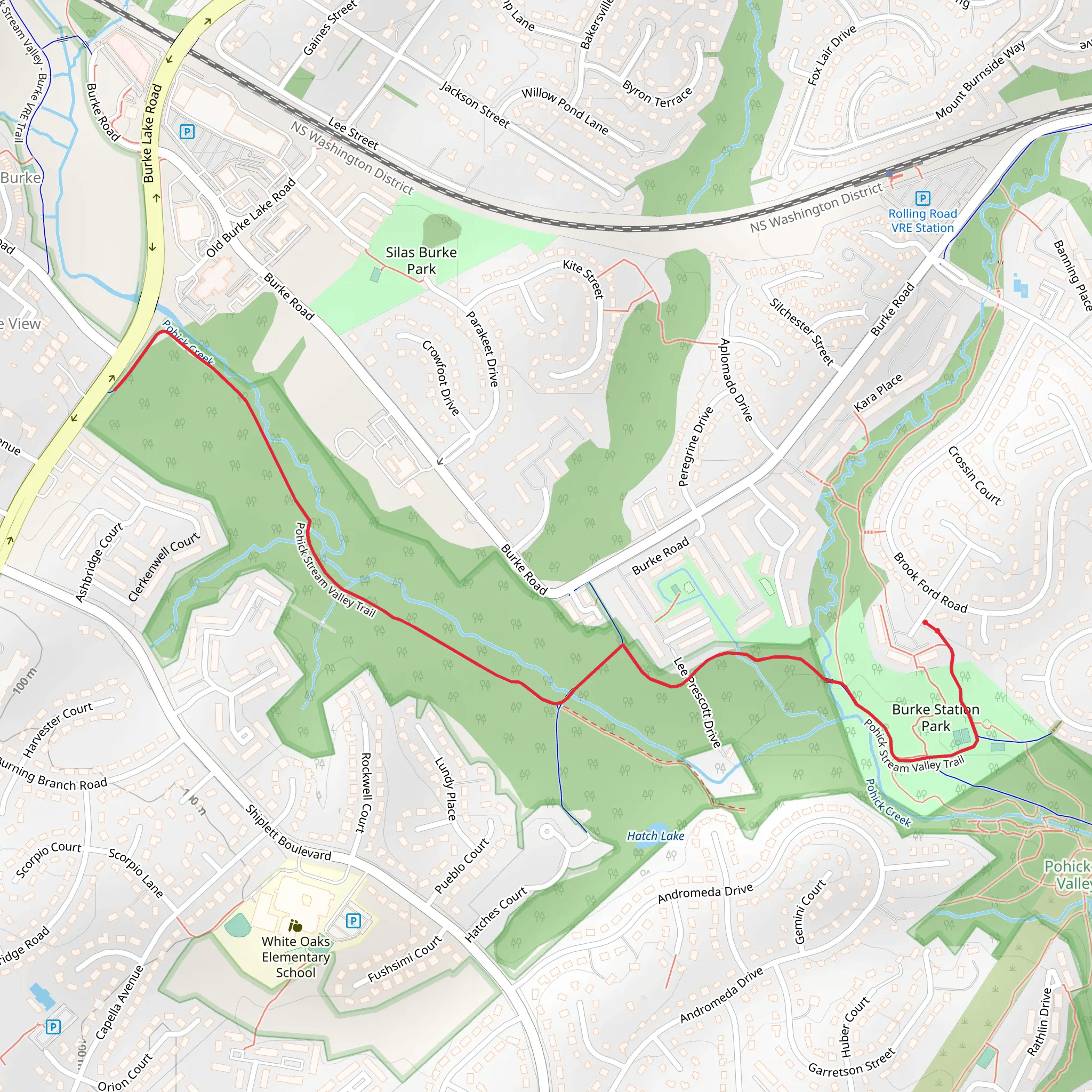 Burke Station Park and Pohick Stream Valley Trail mobile static map