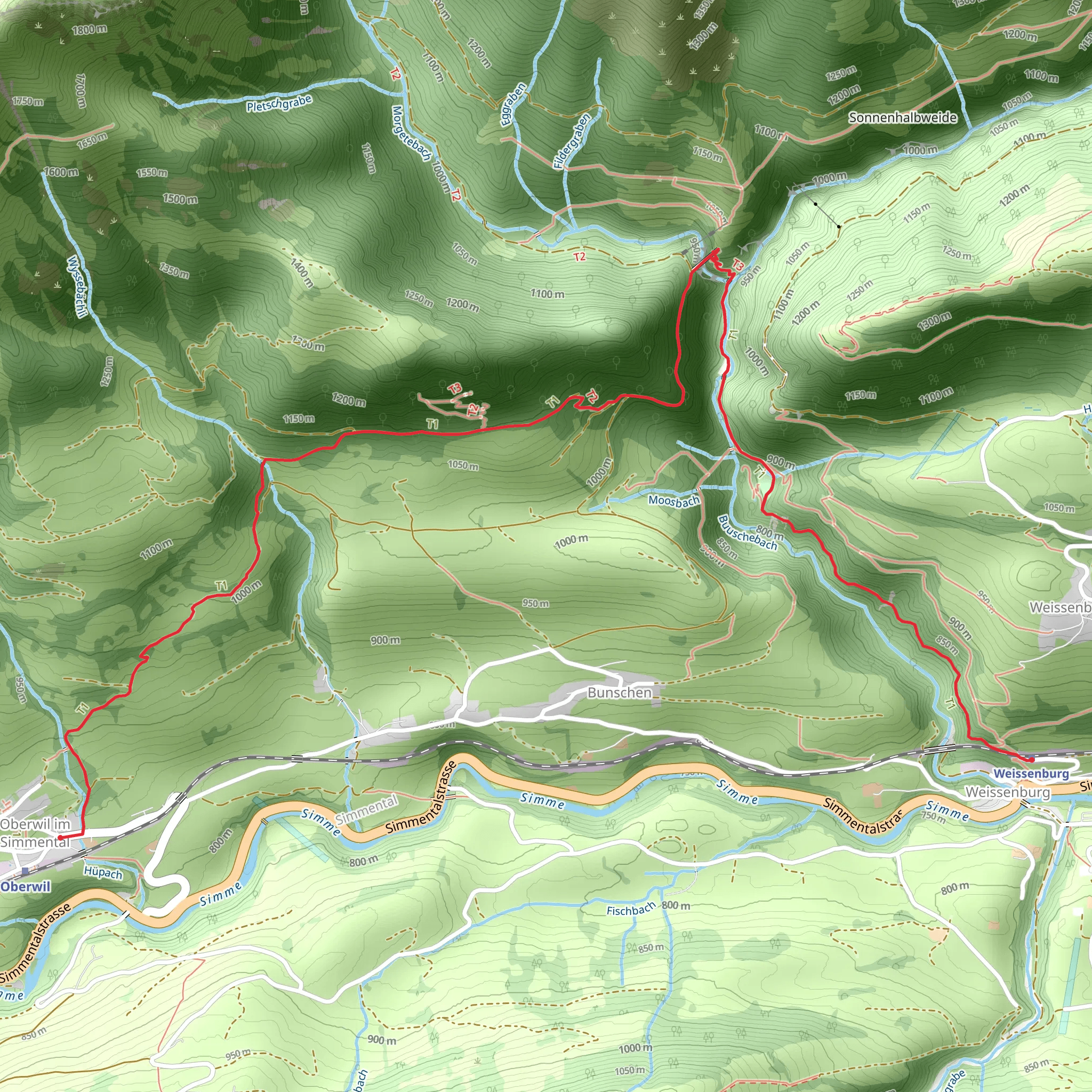 Leiternweide-Hängebrückenweg mobile static map