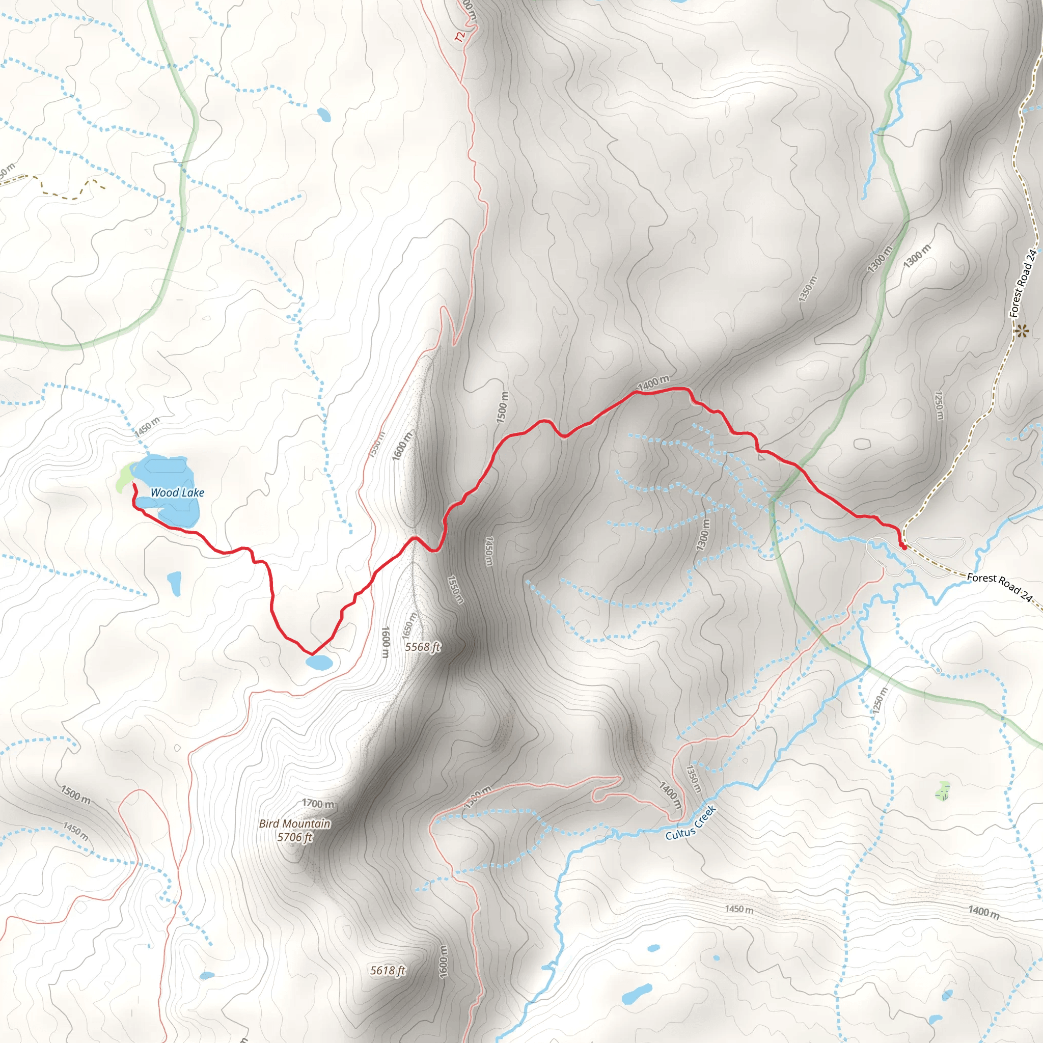 Wood Lake via Cultus Creek Trail mobile static map