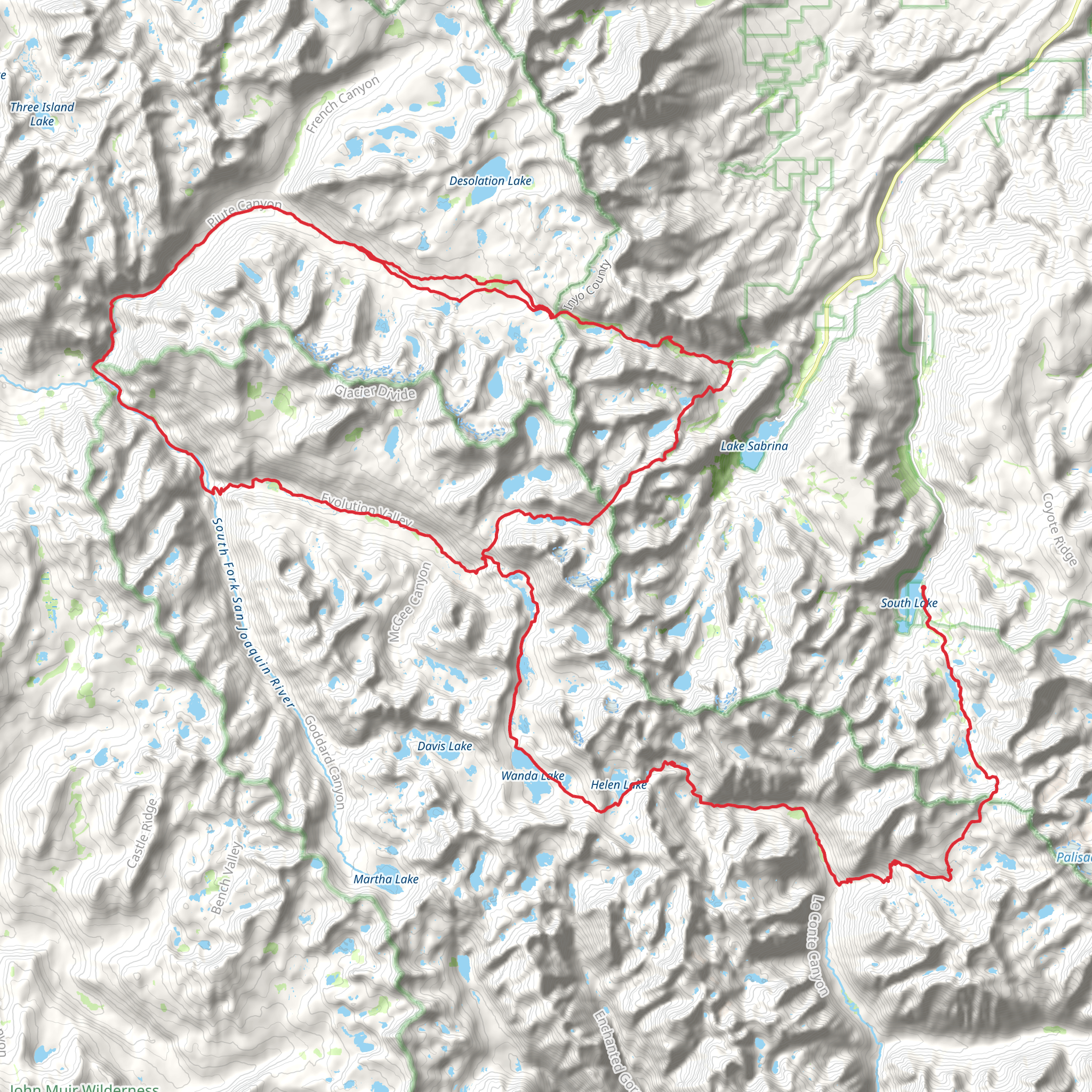 South Lake To North Lake mobile static map