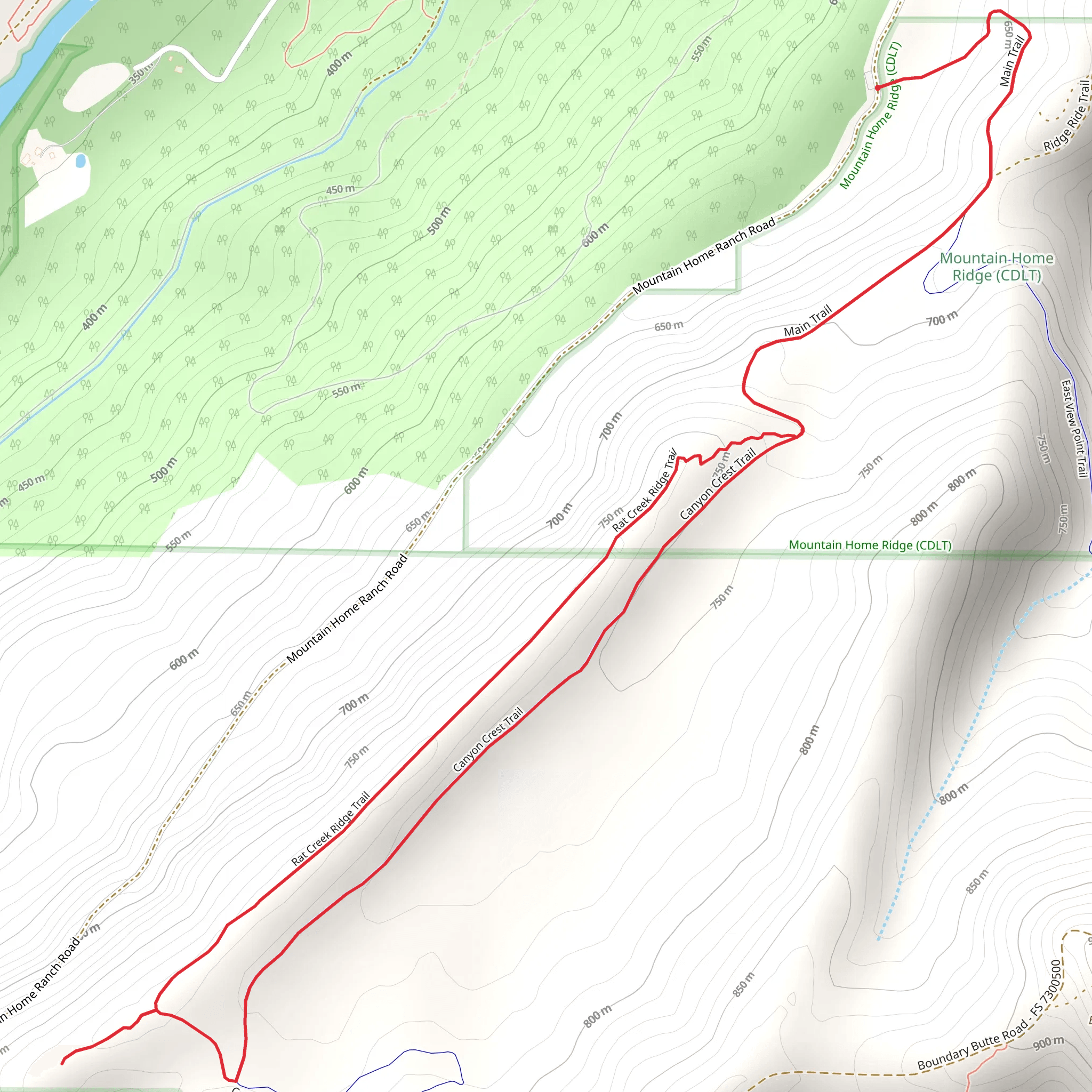 Canyon Crest and Rat Creek Ridge Loop Trail mobile static map