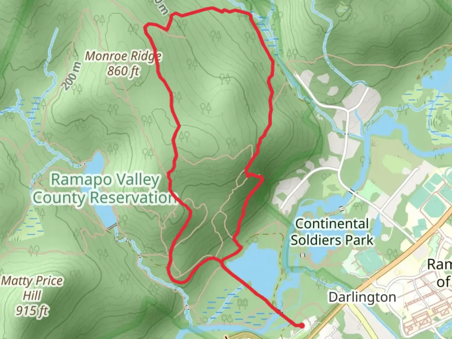 An image depicting the trail Scarlet Oak Pond, Halifax and Ridge Loop and its surrounding area.