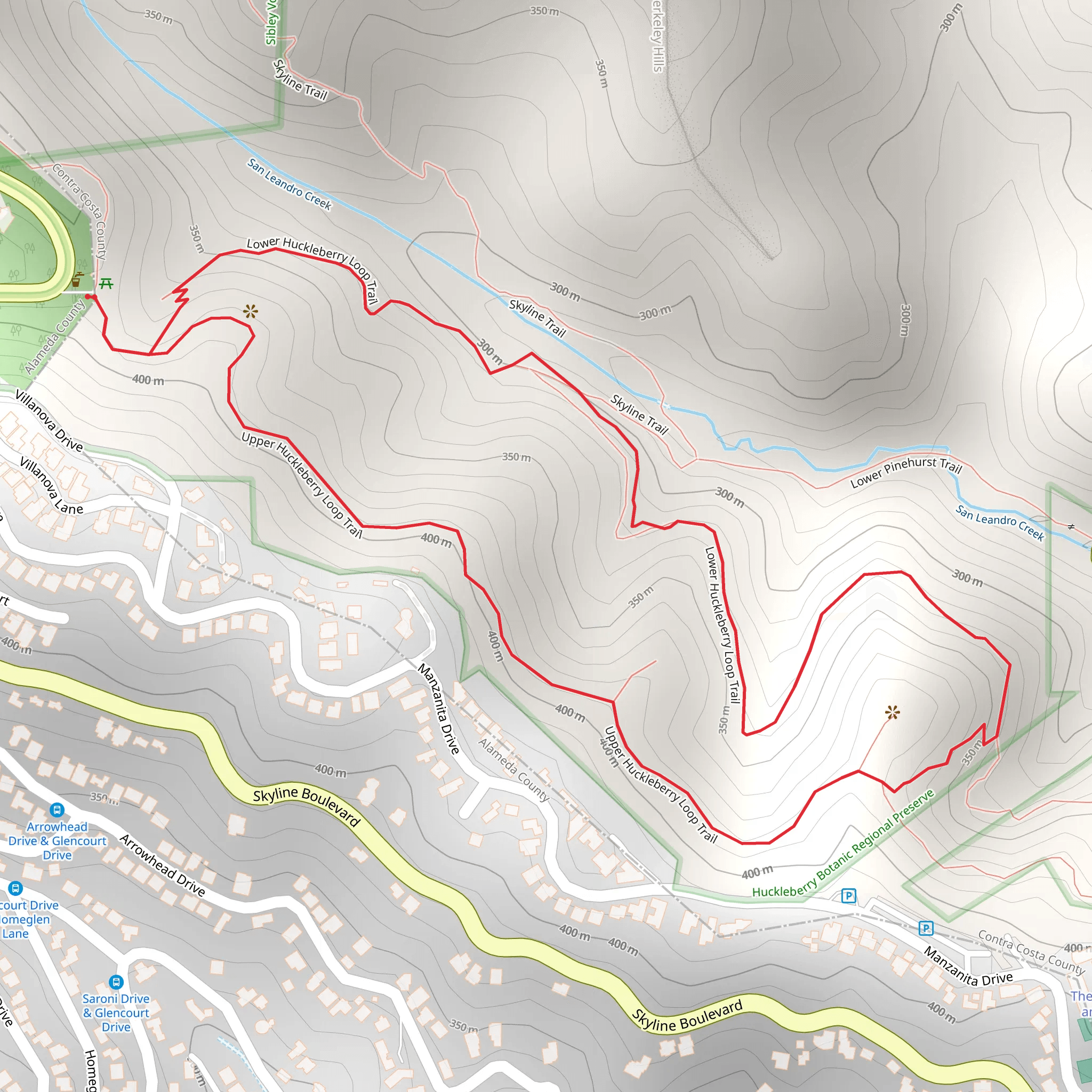Lower and Upper Huckleberry Loop Trail mobile static map