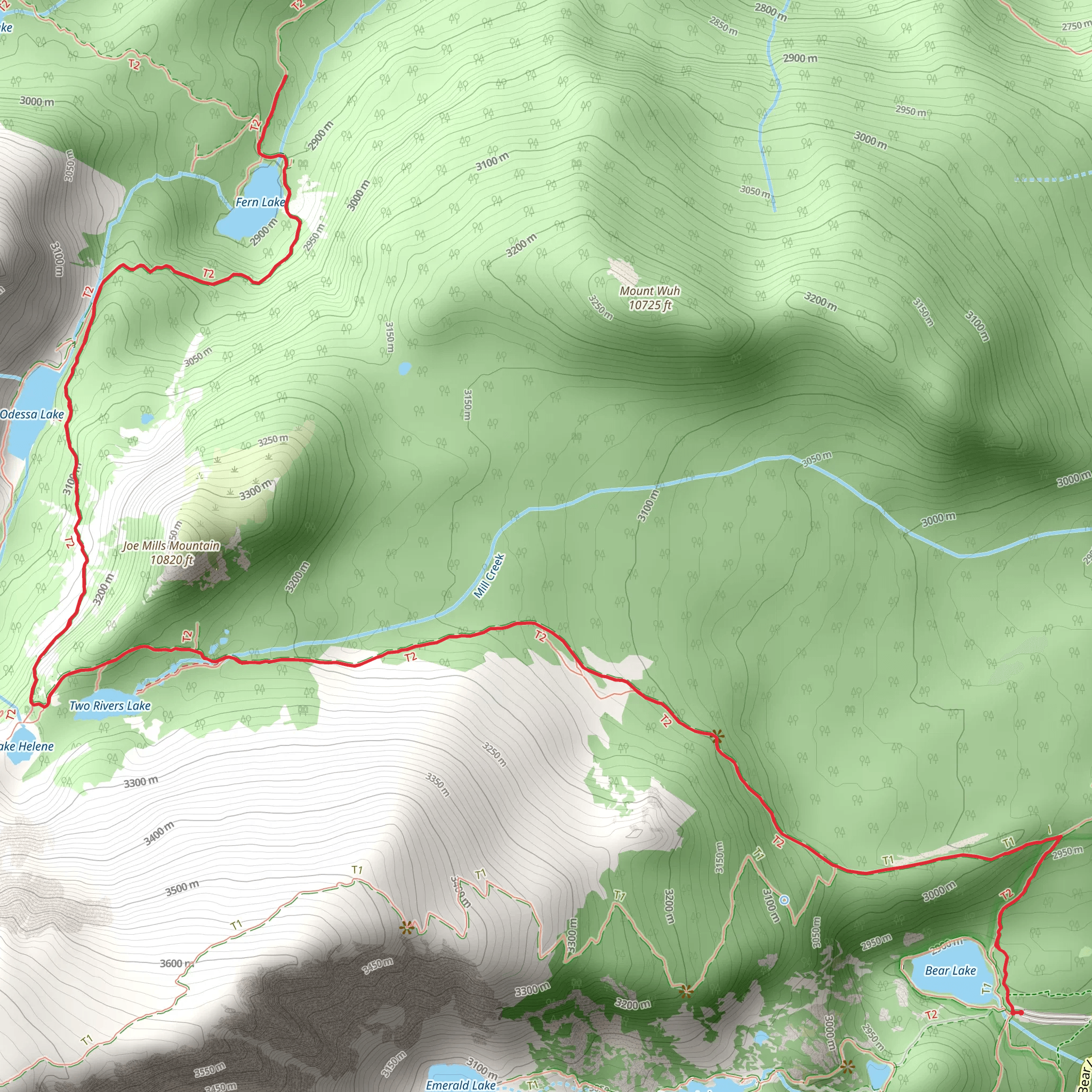 Fern - Odessa Lake Trail mobile static map
