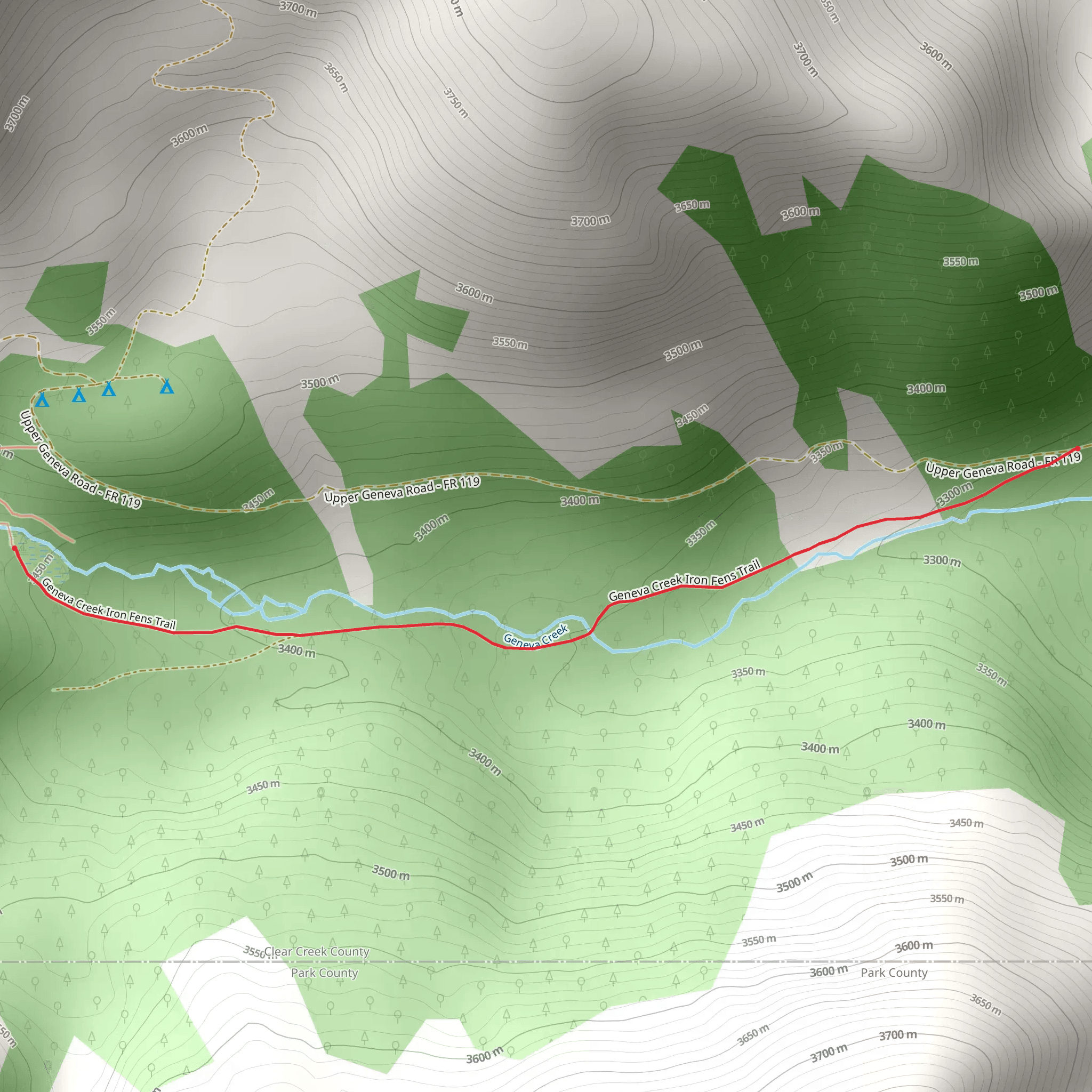 Geneva Creek Iron Fens Trail mobile static map