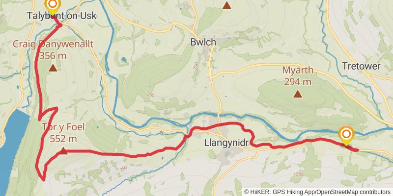 Bristol to Brecon Walk stage 7 Map