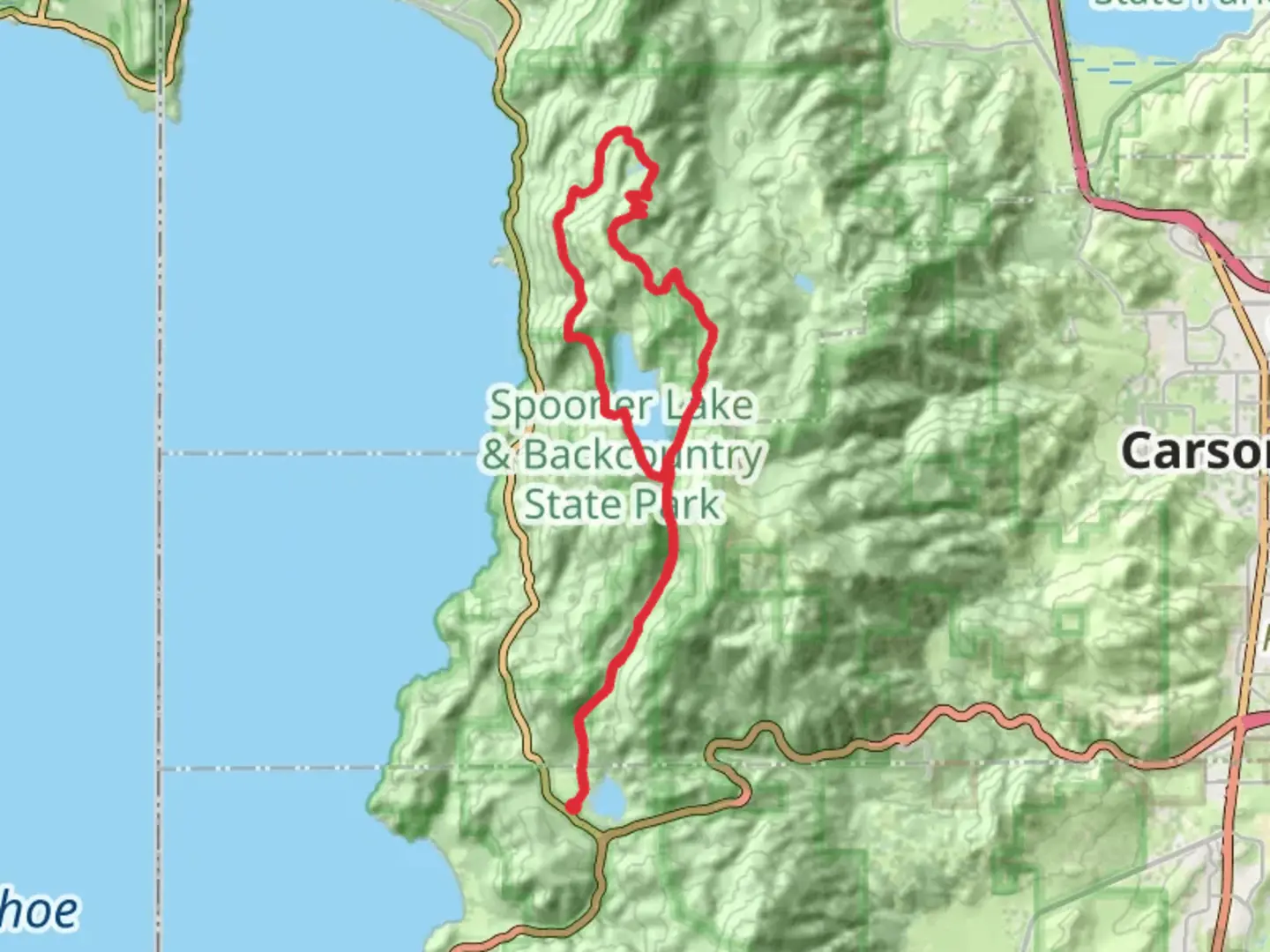 An image depicting the trail Marlette Lake, Herlan Peak and Marlette Peak Loop Trail and its surrounding area.