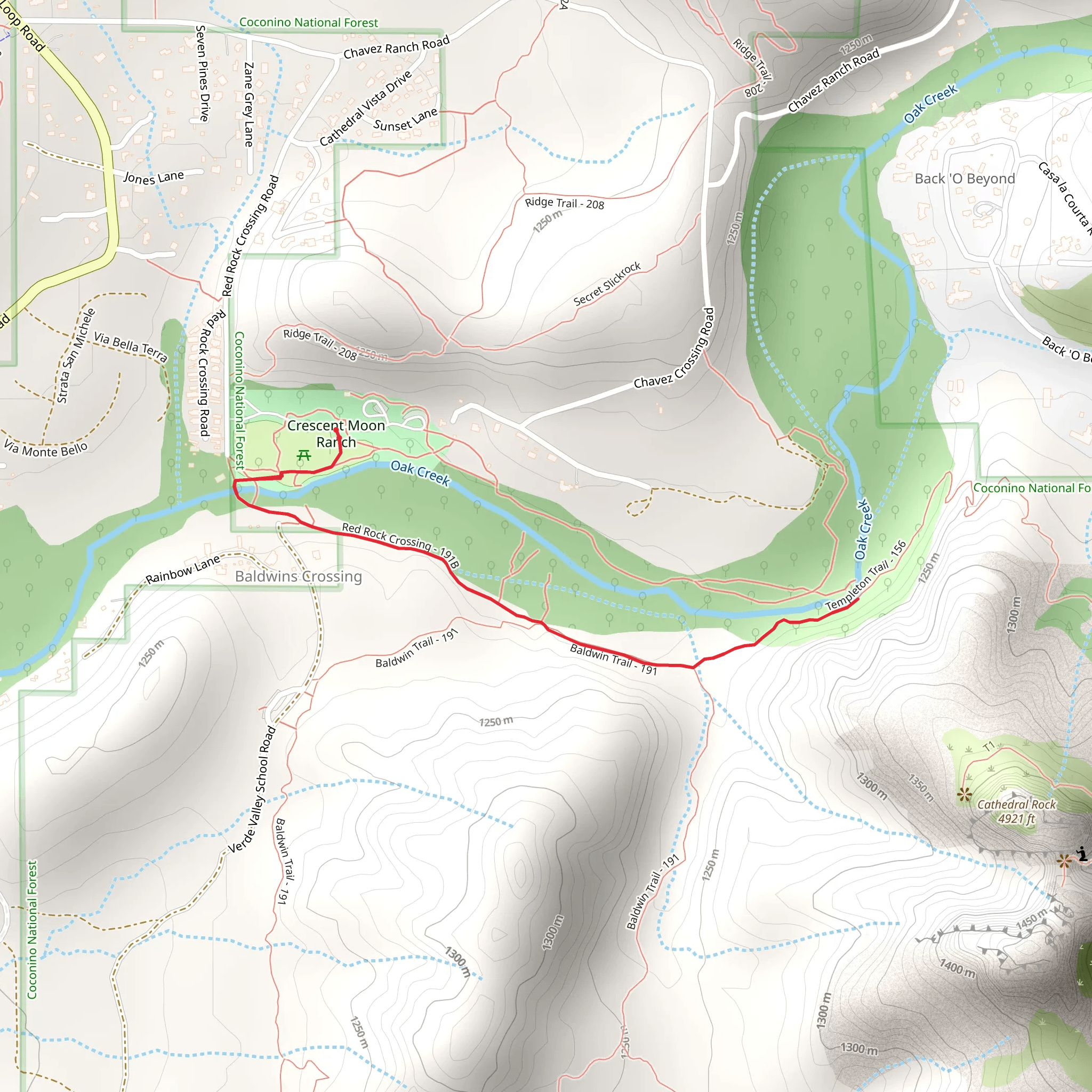 Red Rock Crossing and Templeton Trail mobile static map