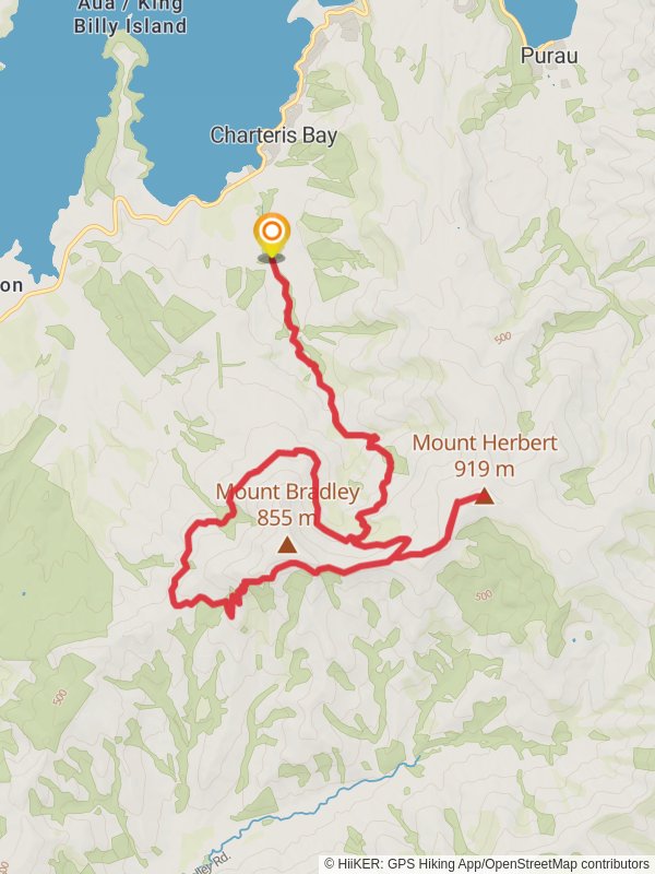 Mount Herbert Sign of the Packhorse Hut mobile static map