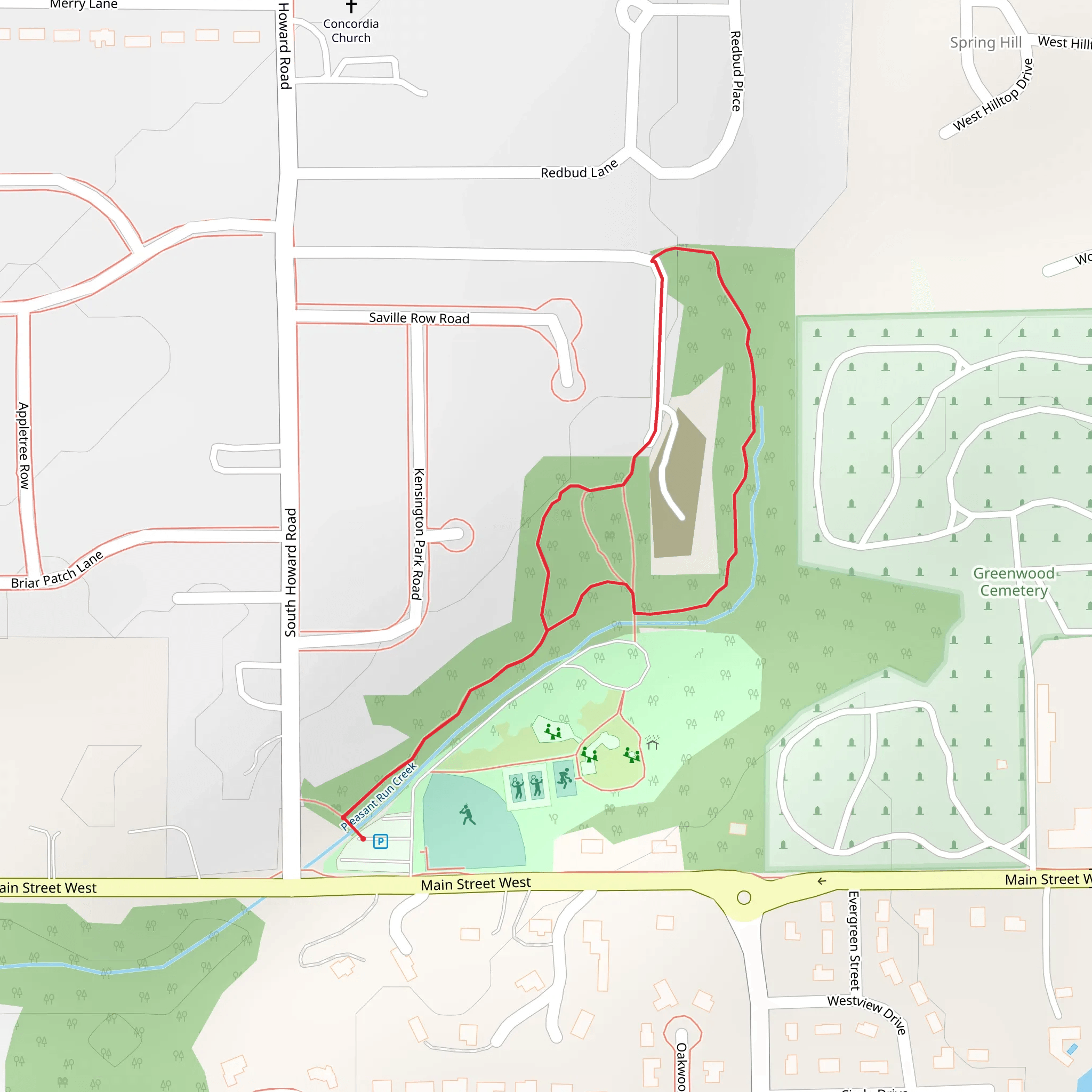 Loop around Pleasant Run Creek mobile static map