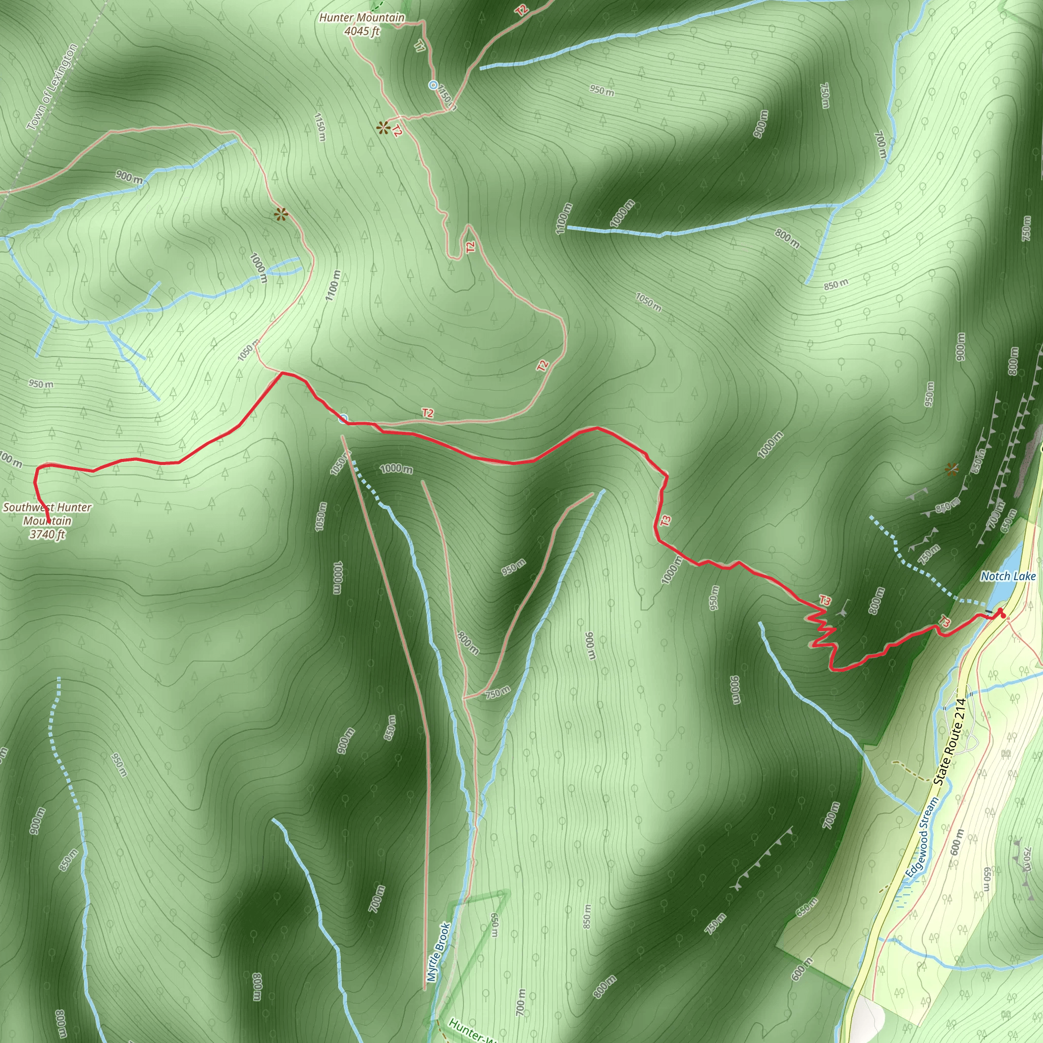 Southwest Hunter Mountain Trail mobile static map