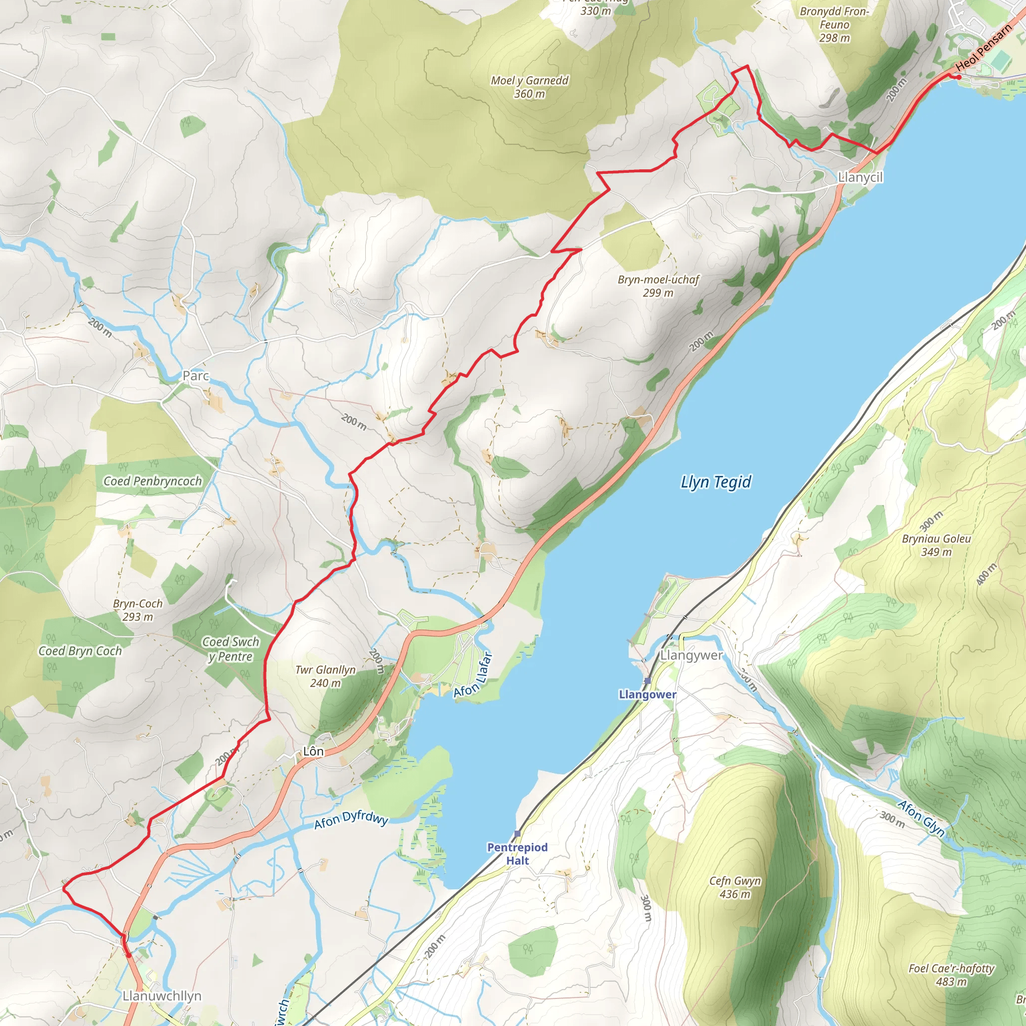 Llyn Tegid - Y Bala - North mobile static map