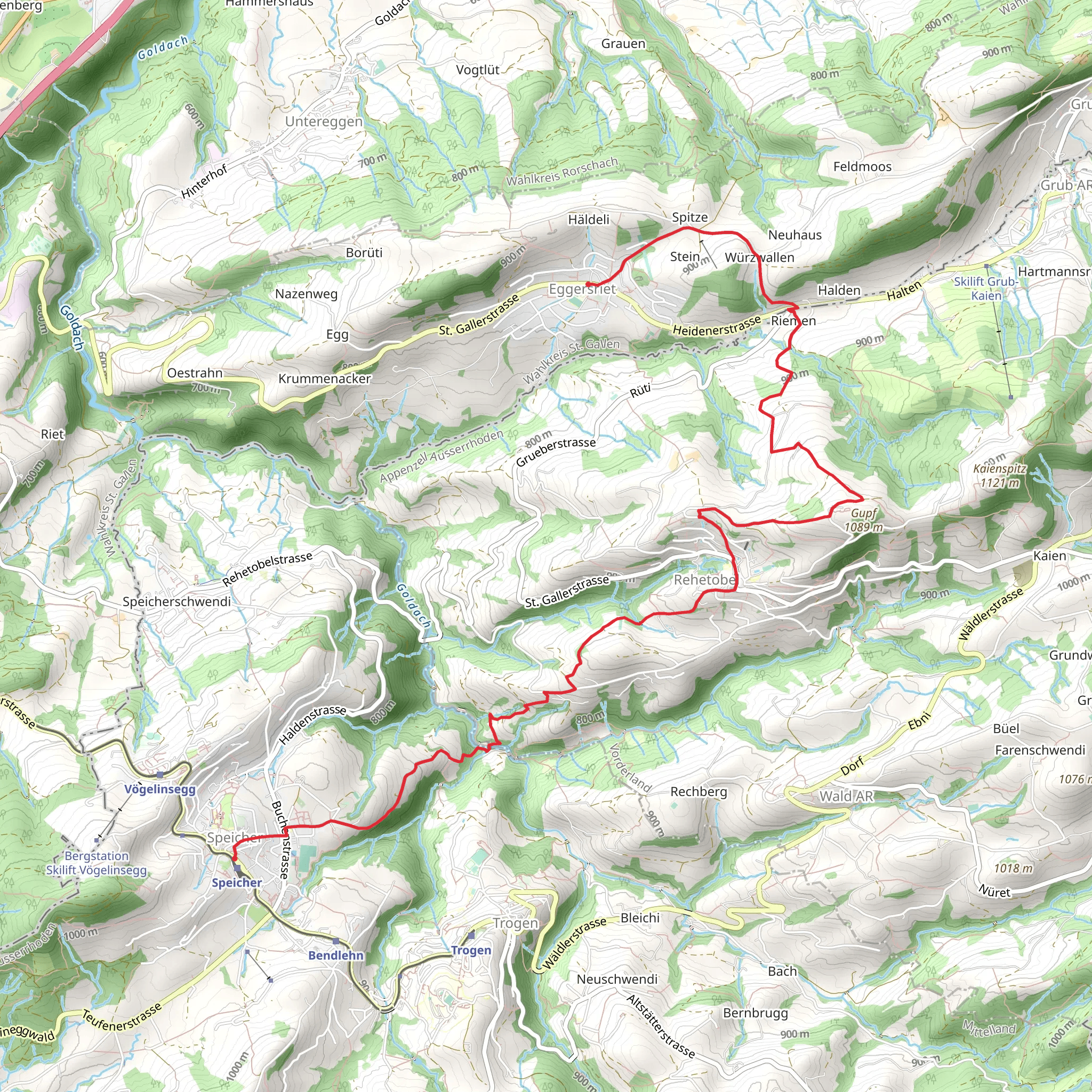 From Speicher to Eggersriet mobile static map