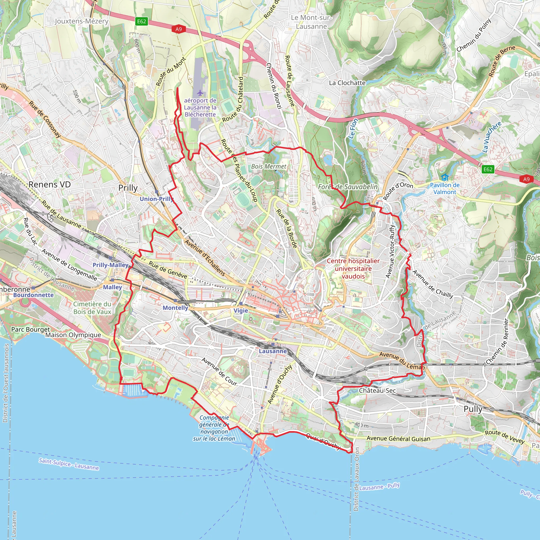Sentier nature Grand Lausanne mobile static map