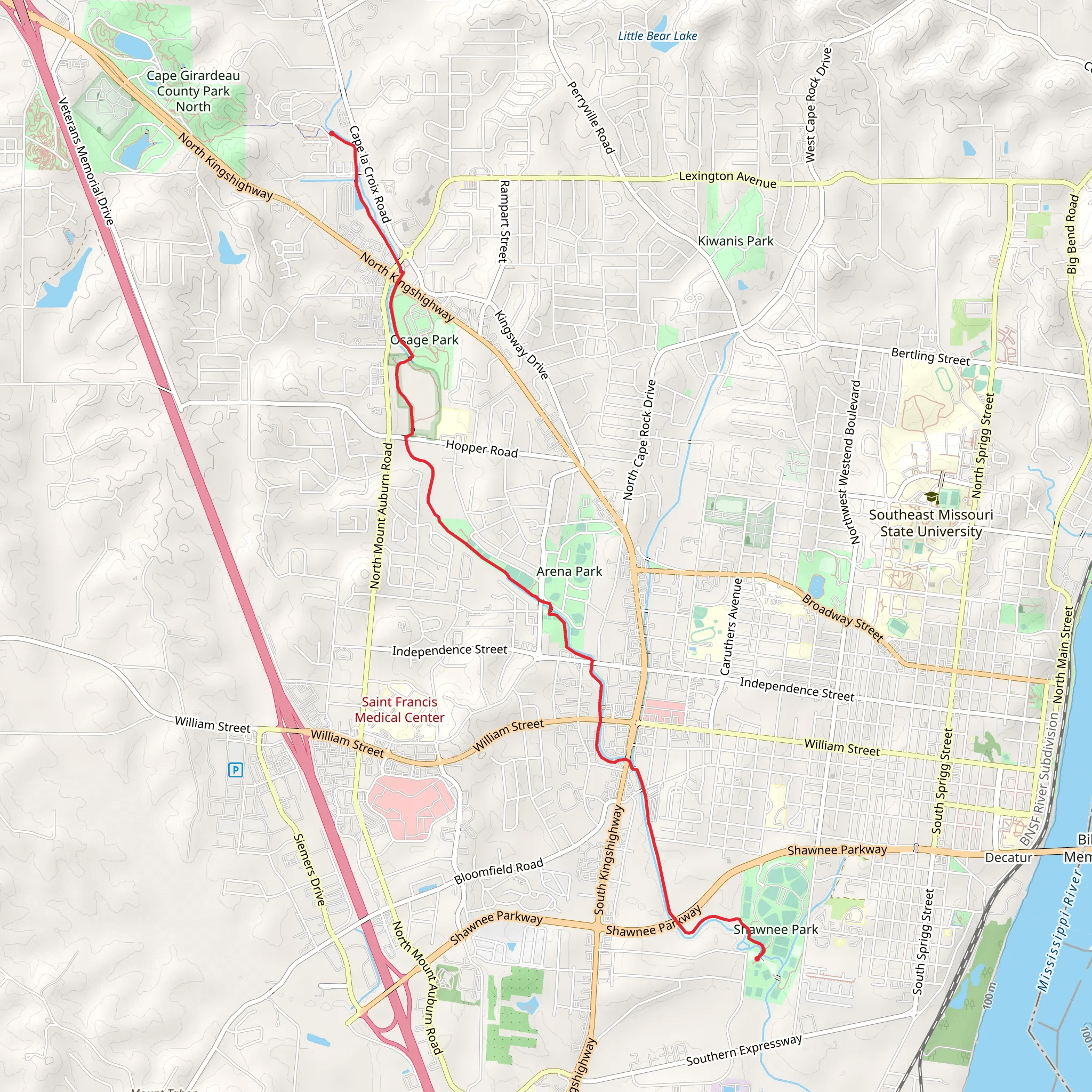 La Croix Trail - Shawnee Park mobile static map