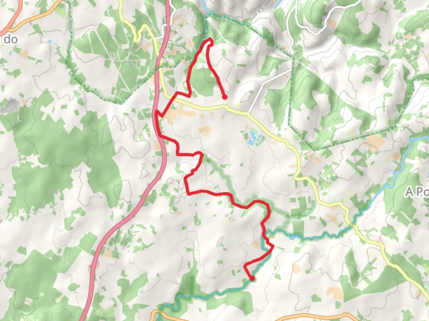 An image depicting the trail PR G 117 From Fraga to Muíños and its surrounding area.