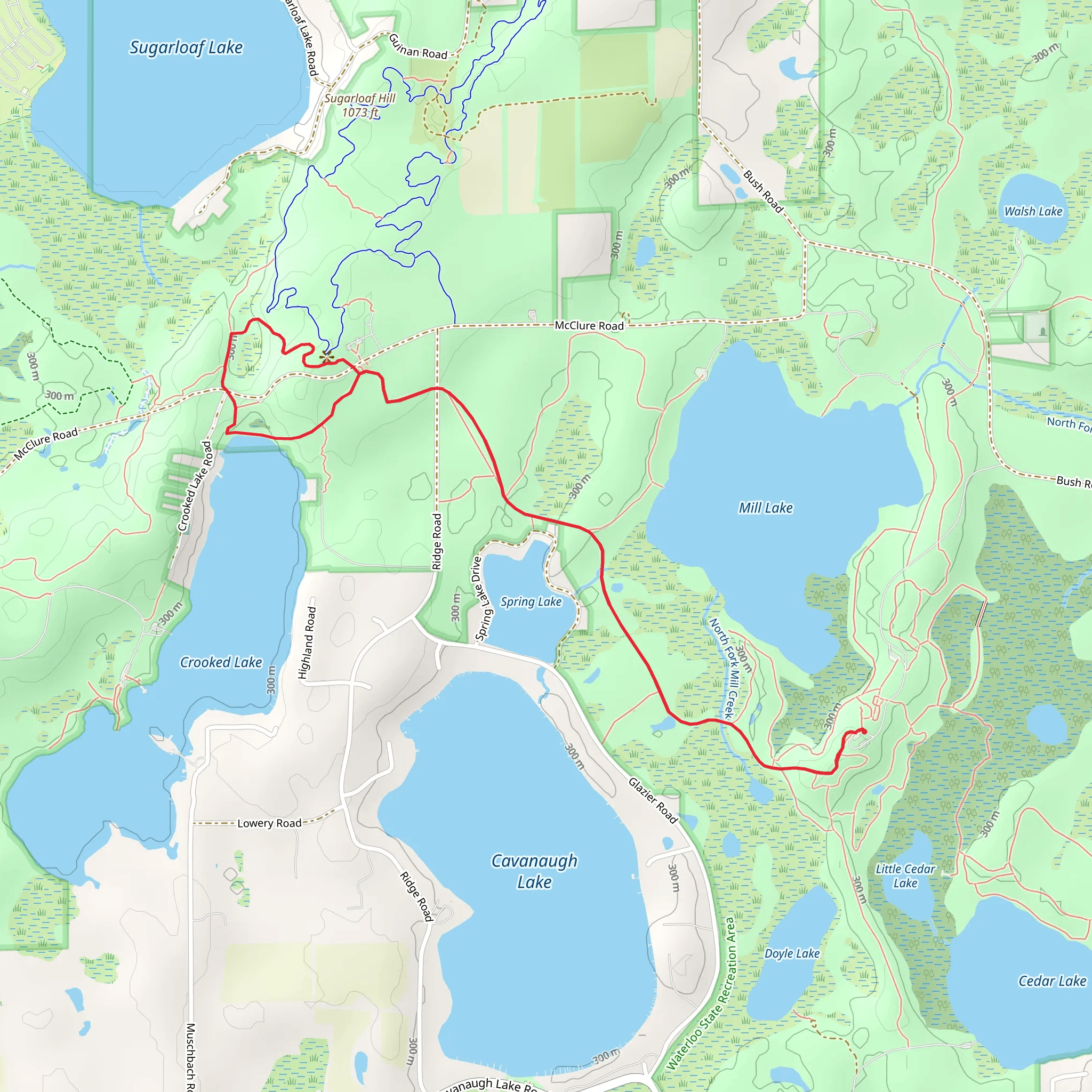 Waterloo-Pinckney and Hickory Hills Trail mobile static map