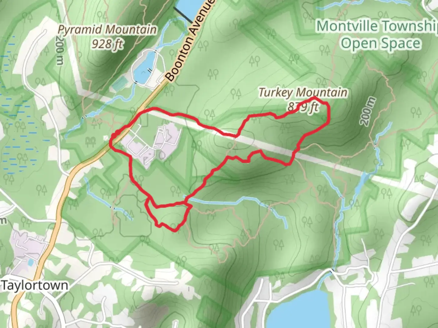 An image depicting the trail Yellow, Turkey Mountain and Orange Dot Loop Trail and its surrounding area.