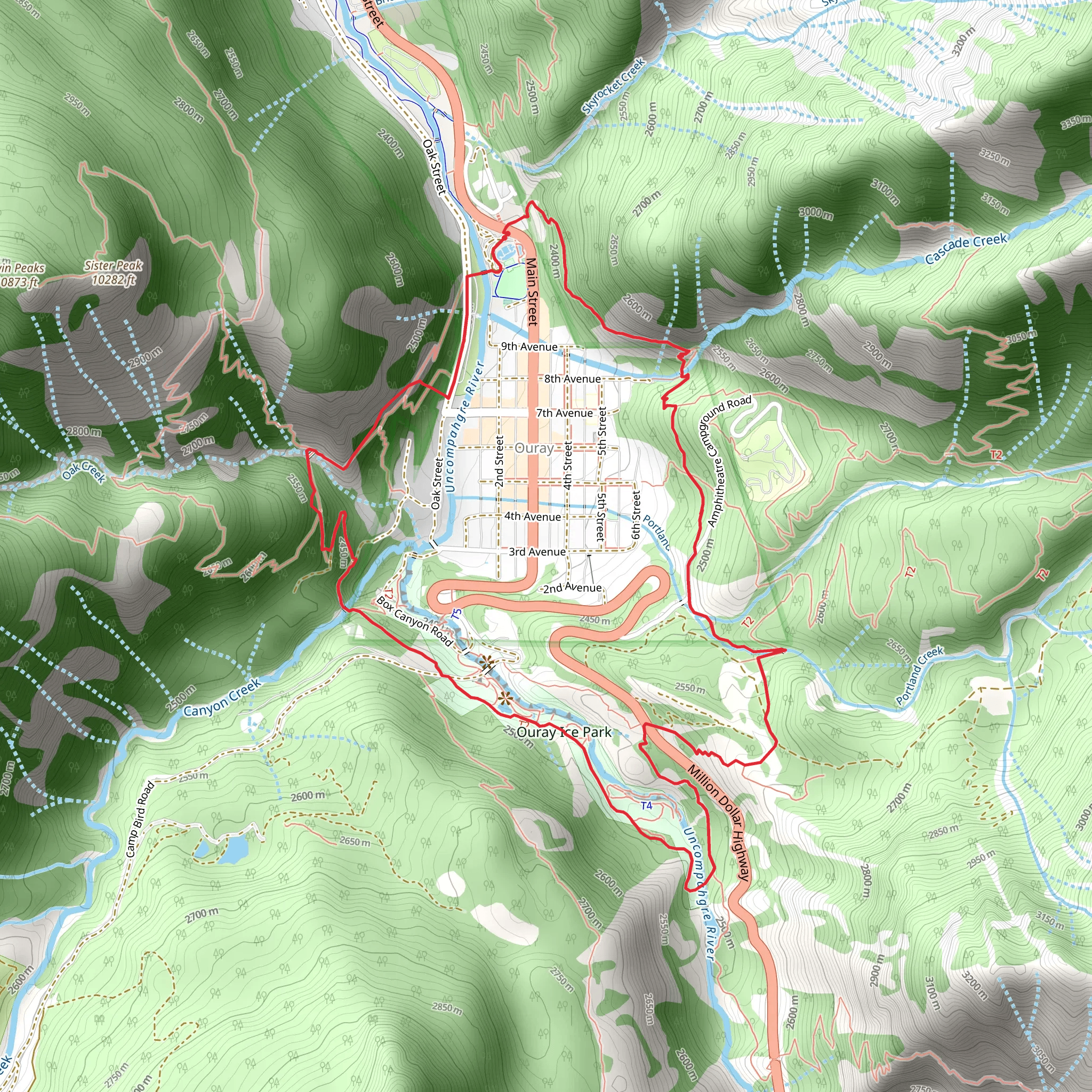 Ouray Perimeter Trail mobile static map