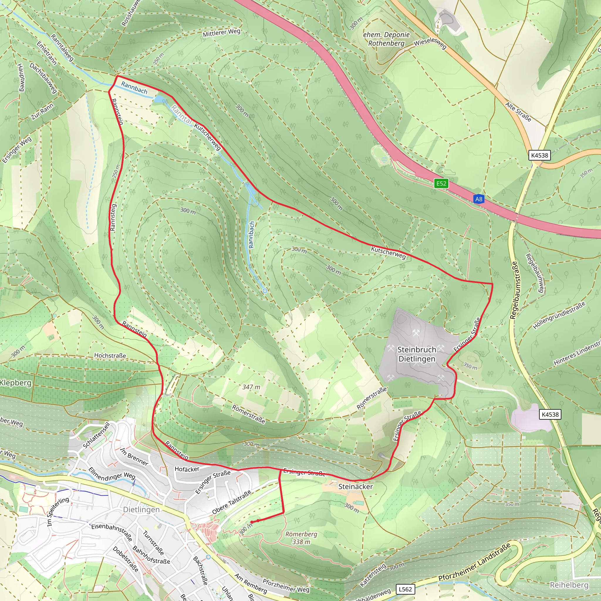 Steinbruch and Hagenreut Loop mobile static map