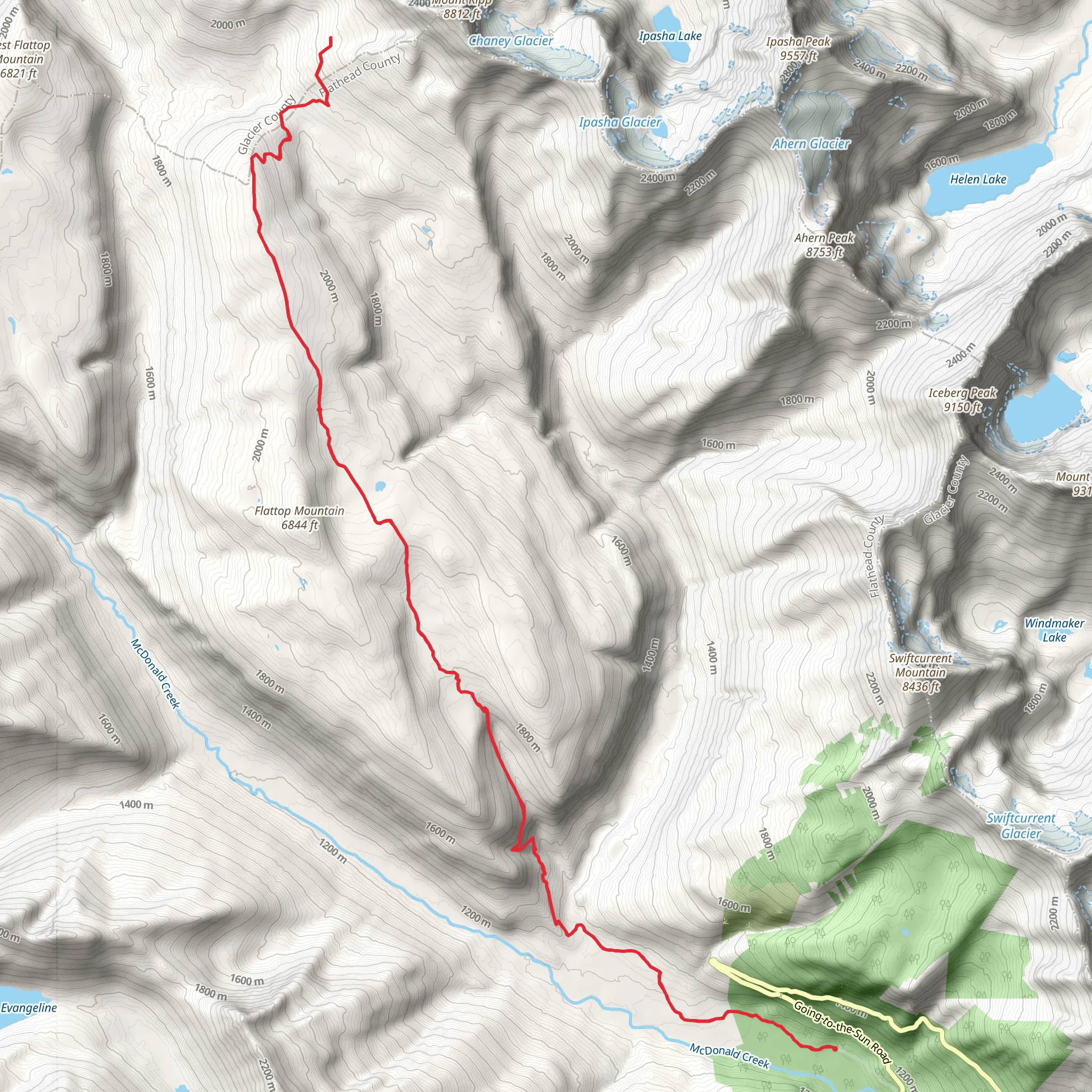 Flattop Mountain Trail mobile static map