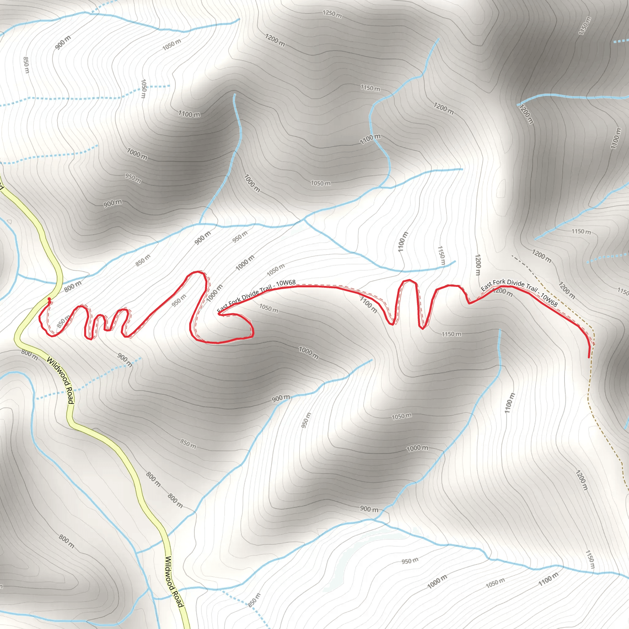 East Fork Divide Trail mobile static map