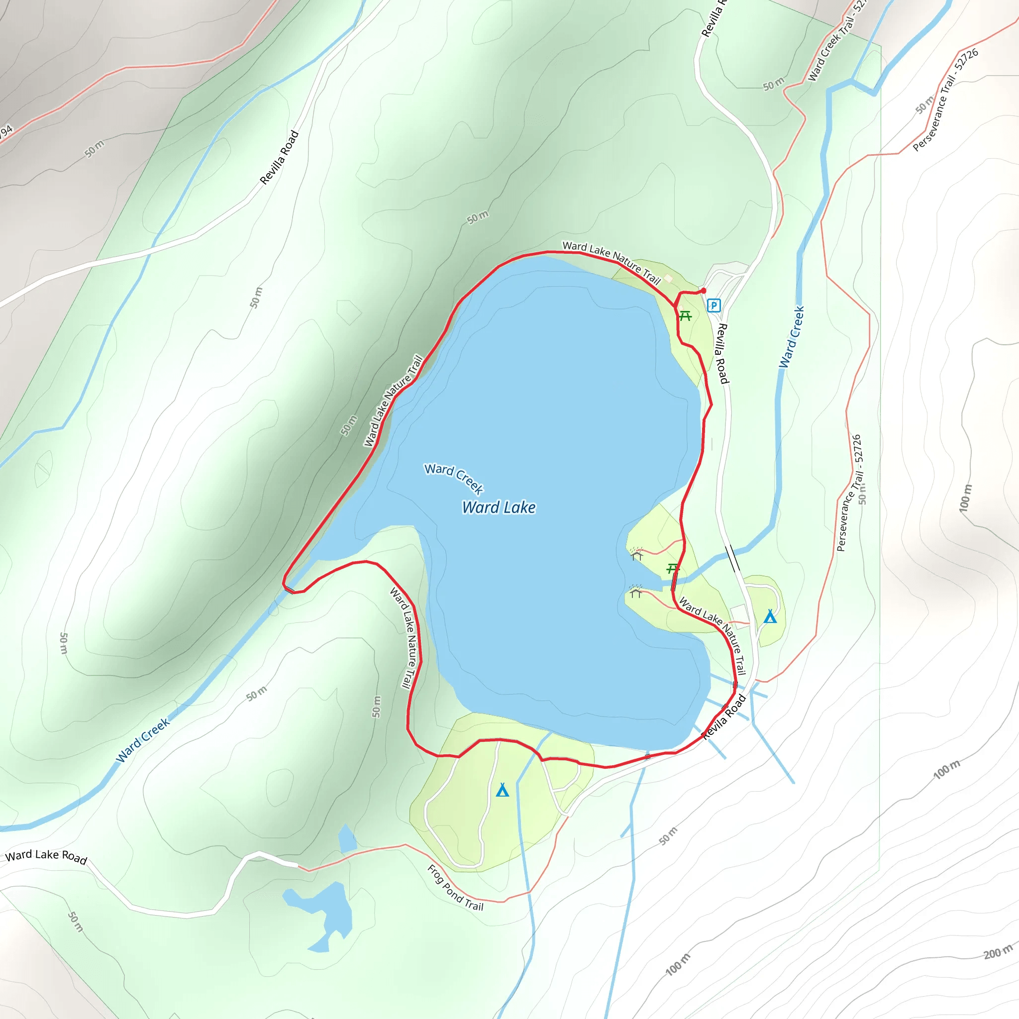 Ward Lake Nature Loop Trail mobile static map