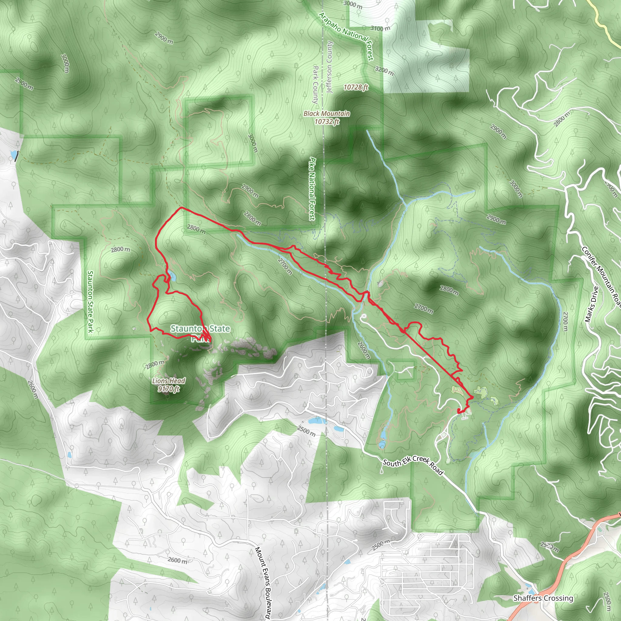 Staunton Ranch and Chimney Rock Trail mobile static map